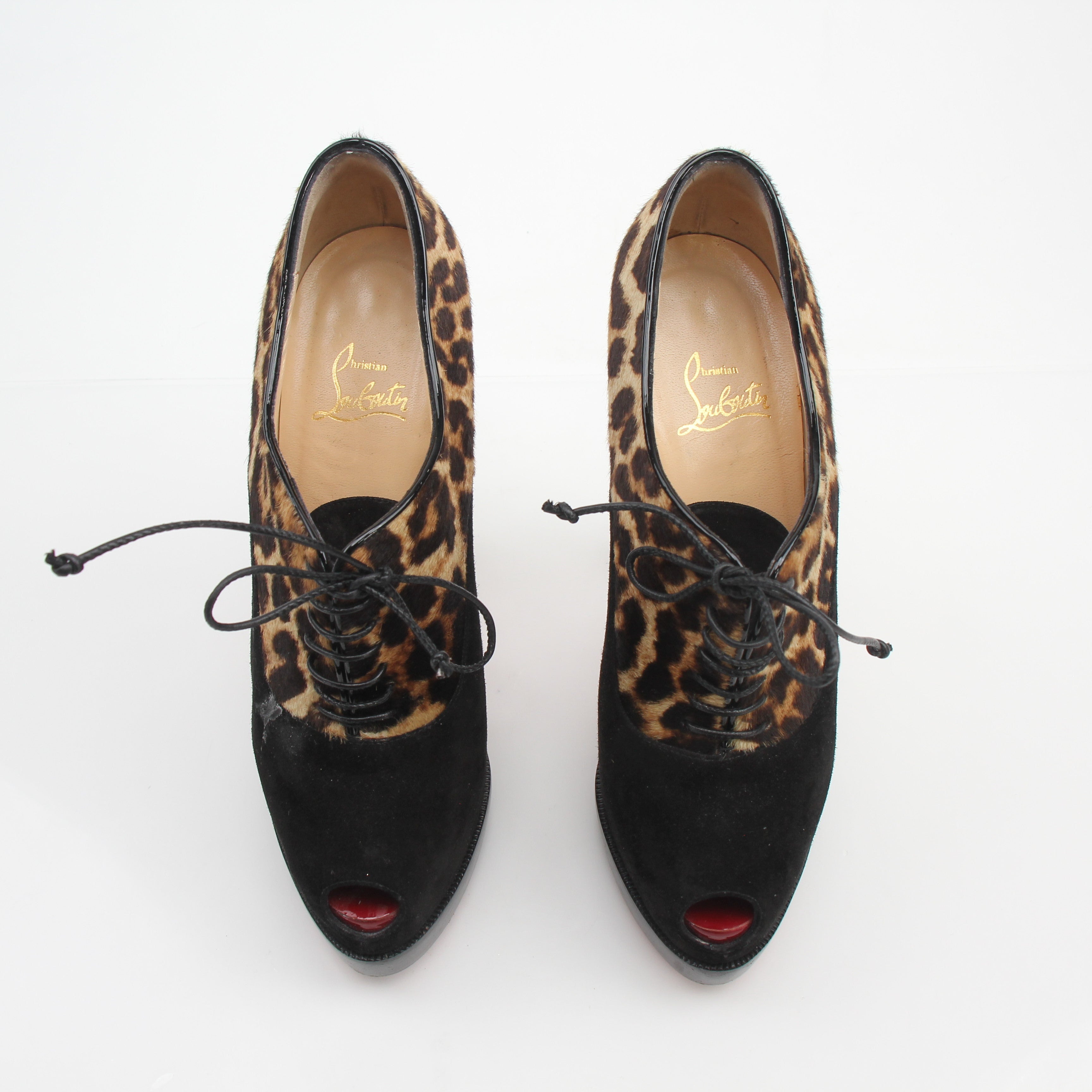 Christian Louboutin Miss Poppings Leopard Pony Hair Platform Booties