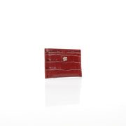 Chanel dark red crocodile-embossed calfskin card holder by Gold & Beyond