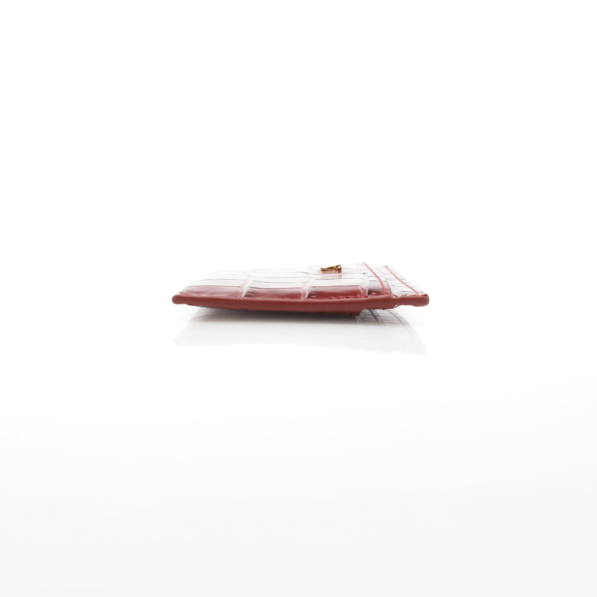 Chanel dark red crocodile-embossed calfskin card holder by Gold & Beyond
