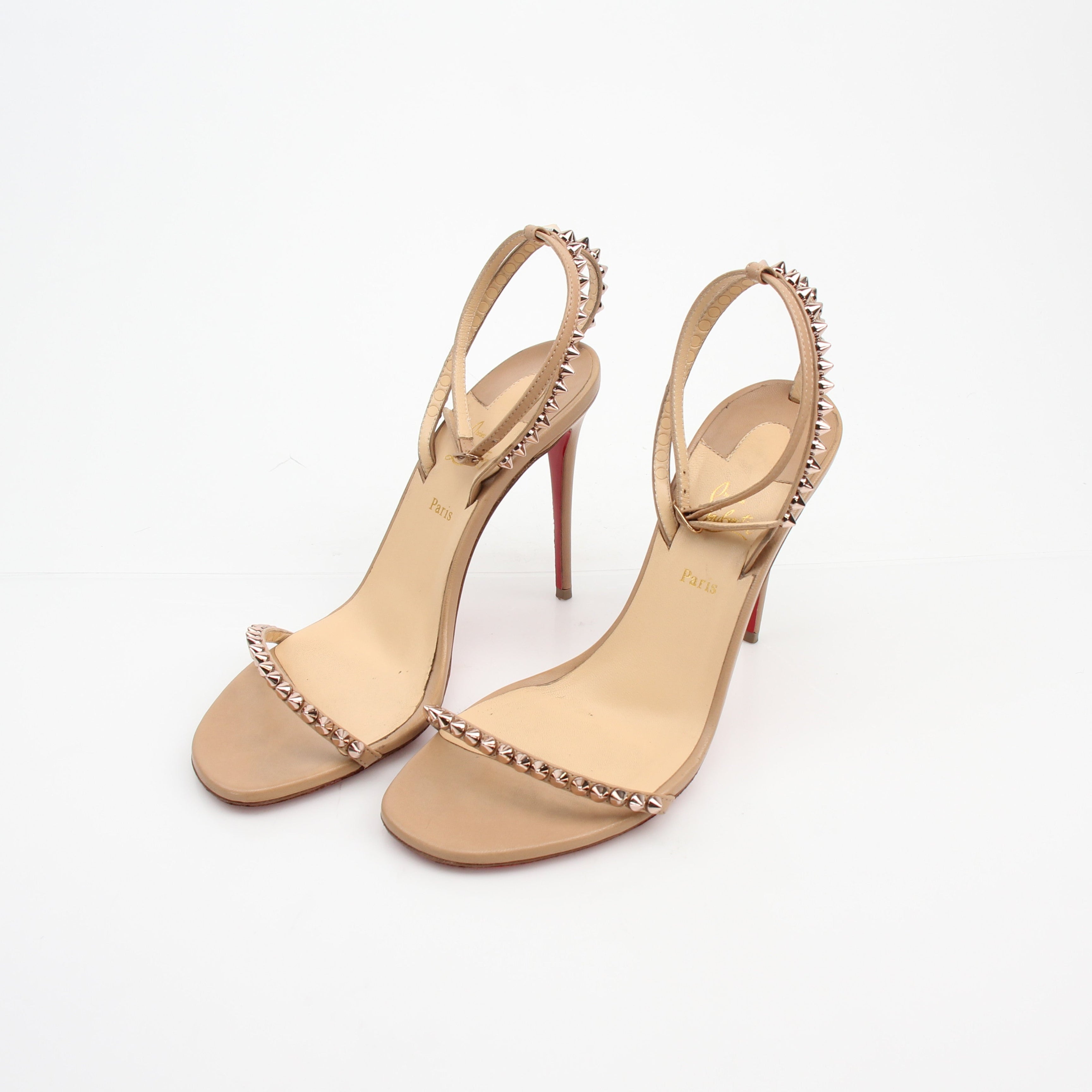 Christian Louboutin So Me Nude Leather Spike Sandals