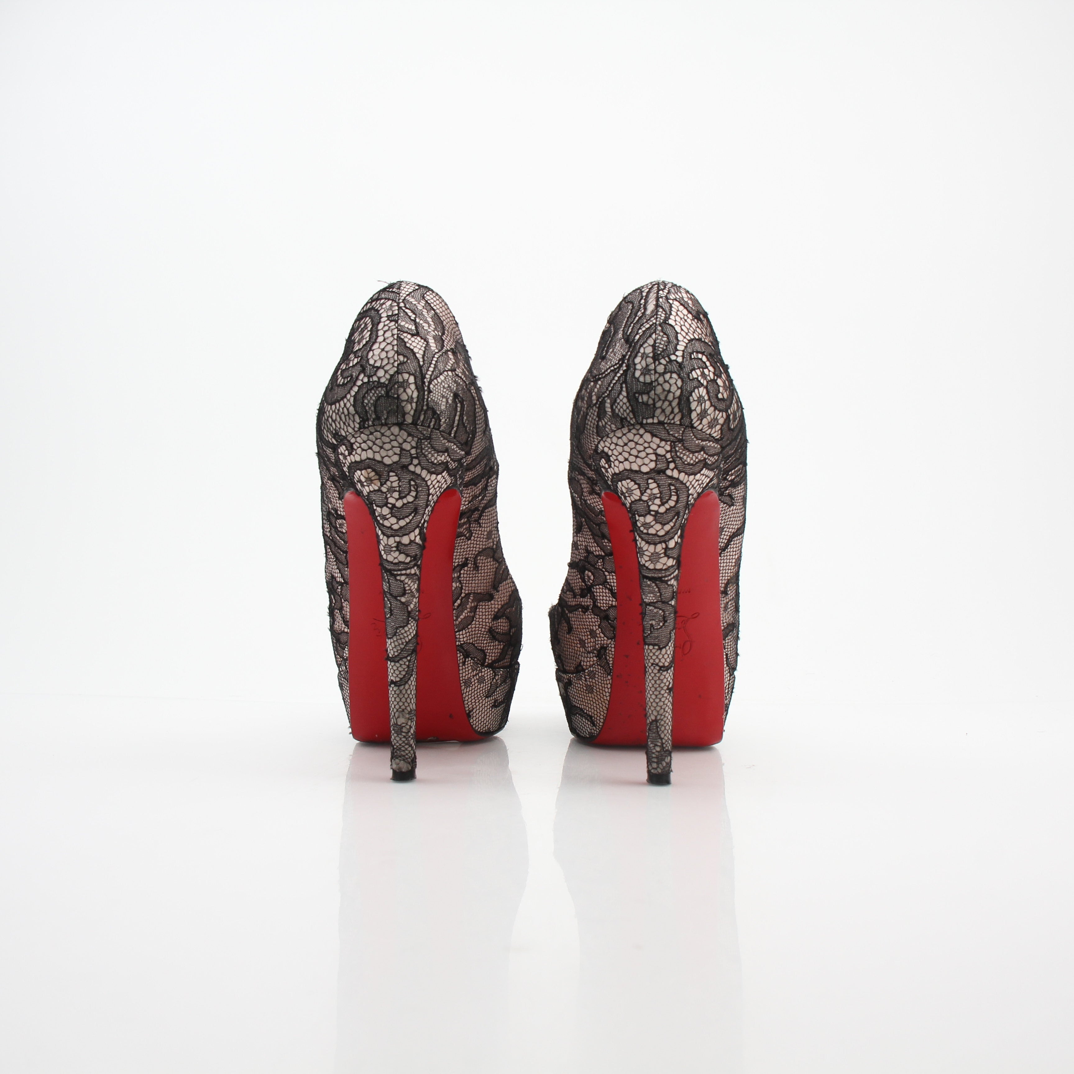 Christian Louboutin Very Privé Lace Mesh Peep Toe Platform Pumps