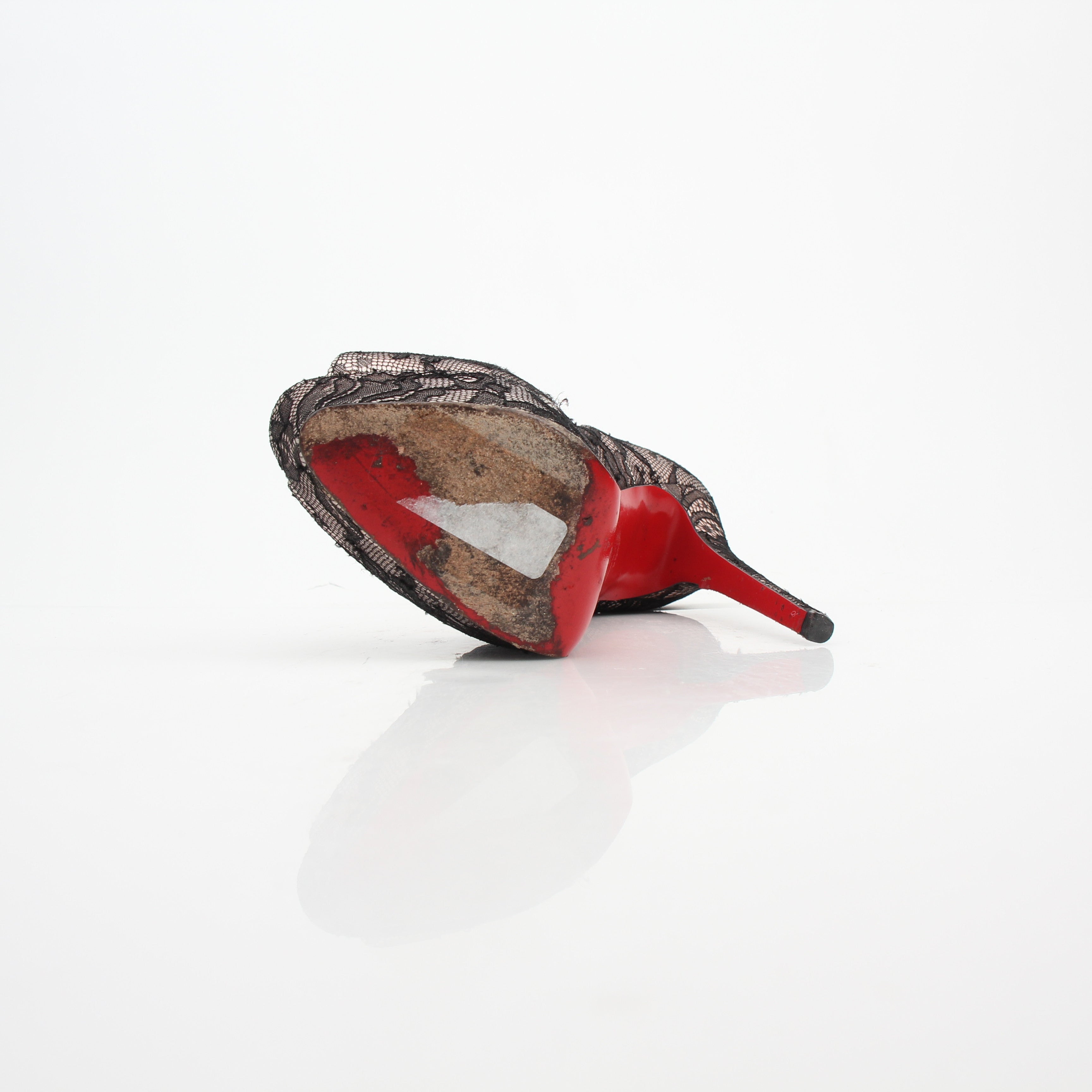 Christian Louboutin Very Privé Lace Mesh Peep Toe Platform Pumps