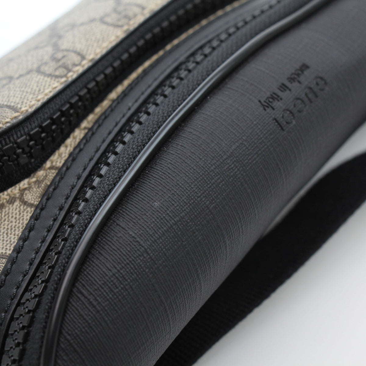 Gucci GG Supreme Monogram large belt bag in beige, ebony, and black with gold hardware, stylish handbag for everyday use