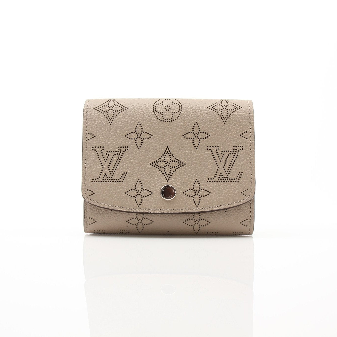 Gold & Beyond Louis Vuitton Iris compact wallet with gold-tone hardware and designer leather finish.