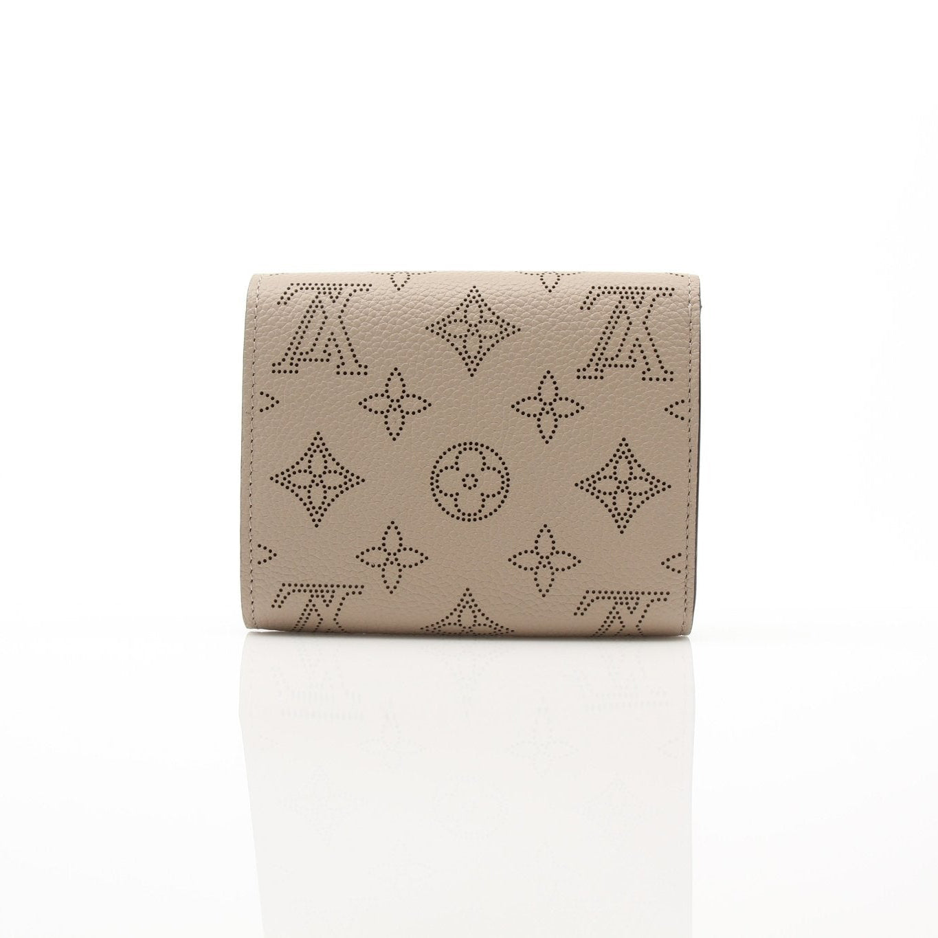 Gold & Beyond Louis Vuitton Iris compact wallet with leather exterior and gold-tone hardware, featuring multiple card slots.
