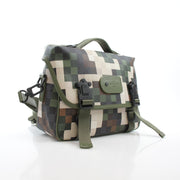 Louis Vuitton green camouflage LV Trail messenger handbag with adjustable strap and gold hardware, featuring the iconic LV logo.