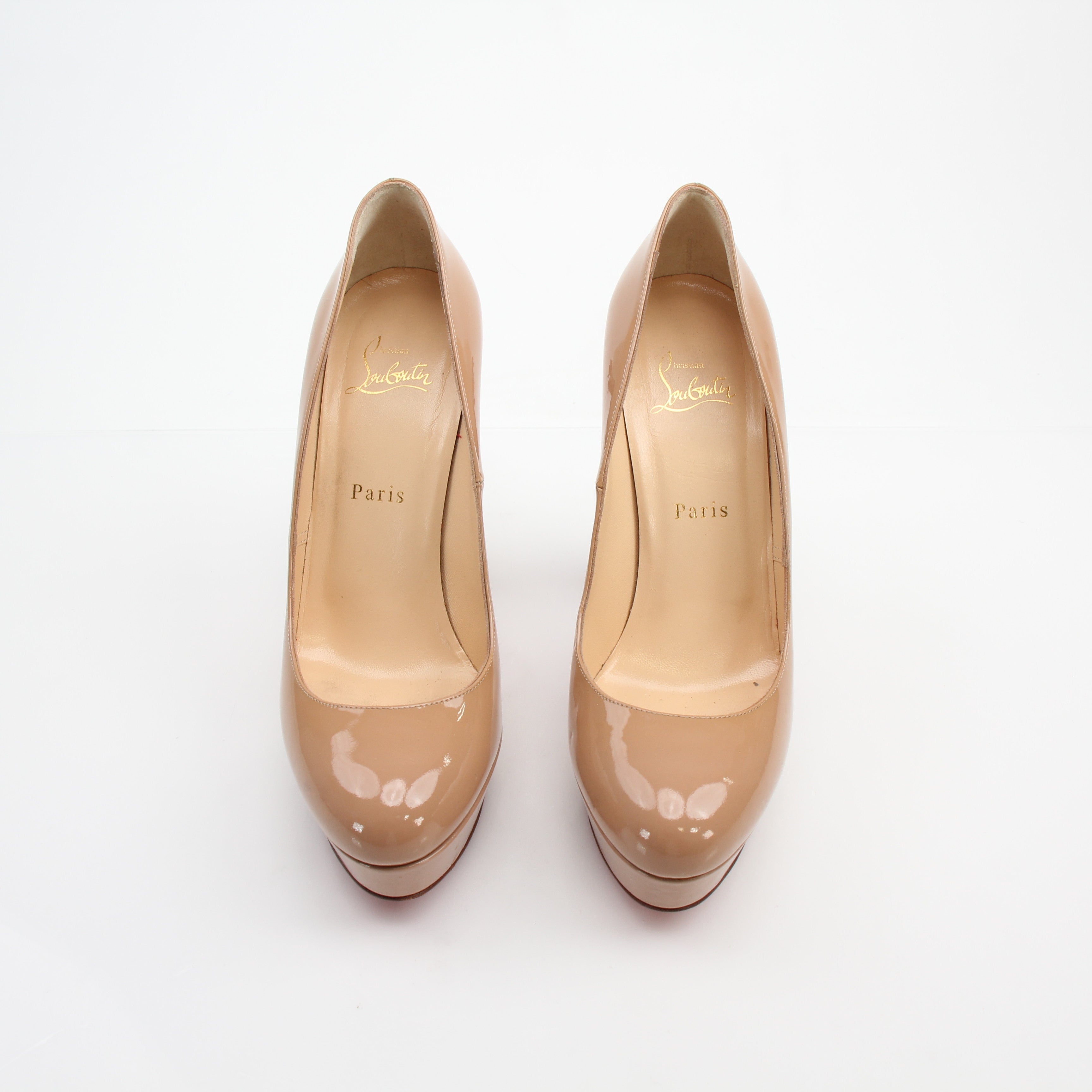 Christian Louboutin Taclou Nude Patent Leather Platform Pumps