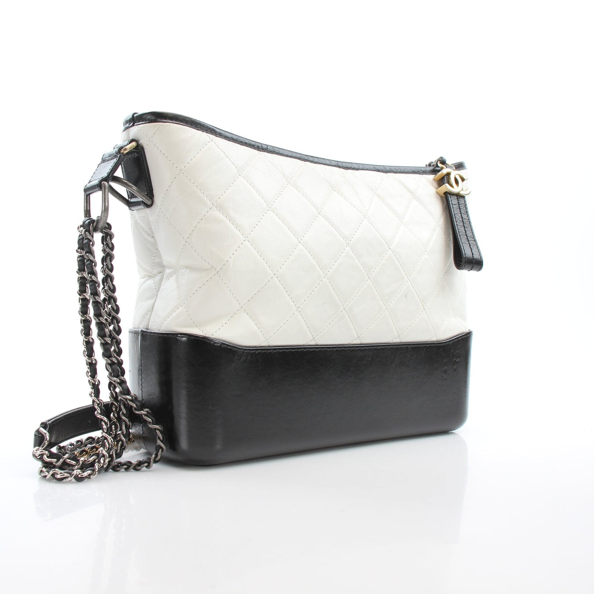 White leather Chanel Gabrielle Medium Hobo Bag, stylish handbag with gold-tone hardware from Gold & Beyond.