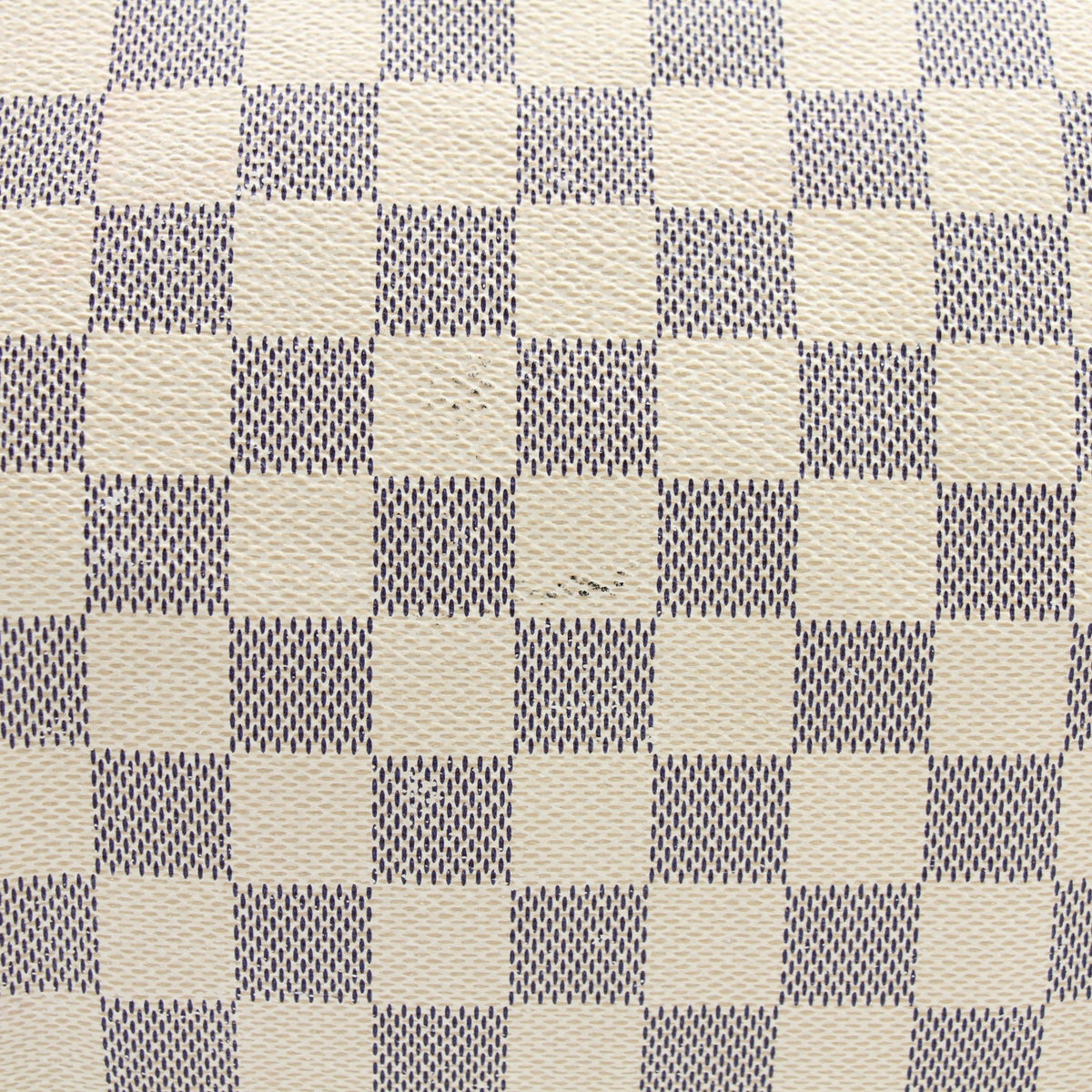 Louis Vuitton Damier Azur Speedy 30 handbag with leather handles and gold hardware, featuring signature checkered pattern.