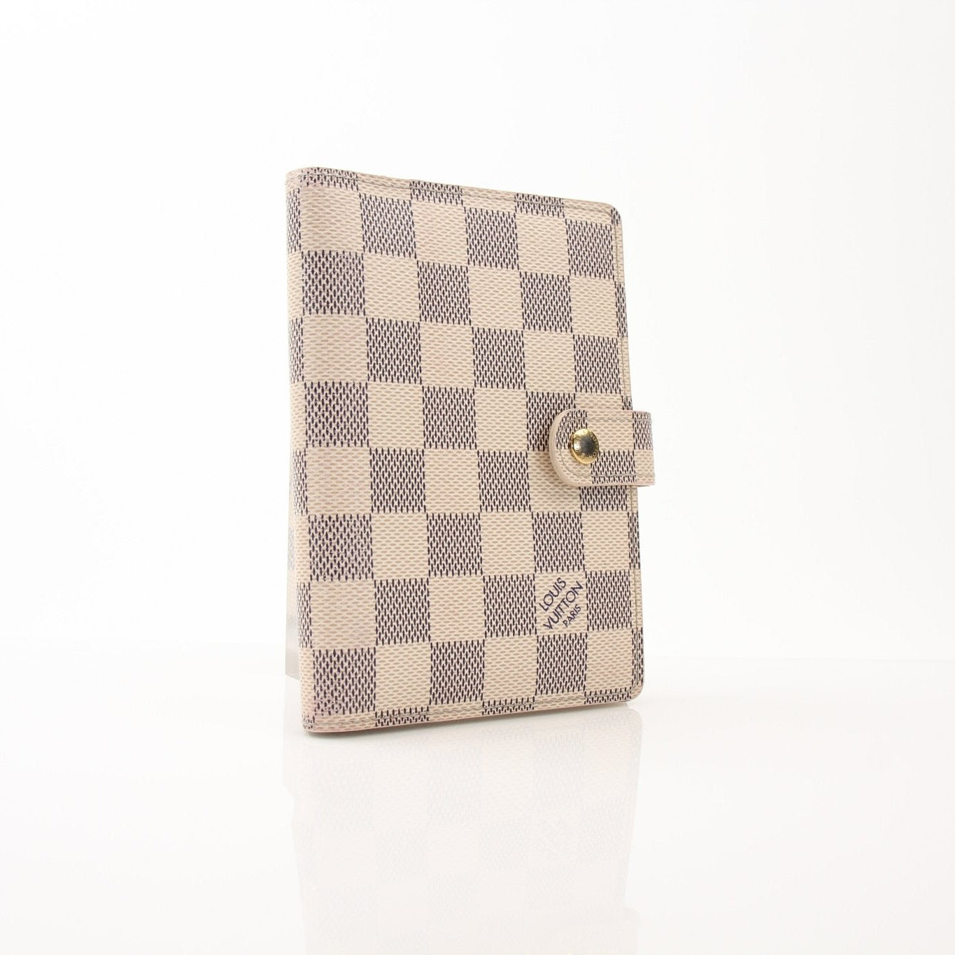 Louis Vuitton Damier Azur Agenda PM in accessories, featuring the signature checkered pattern and gold accents.
