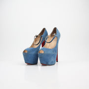 Christian Louboutin Lady Highness Blue Suede Platform Heels