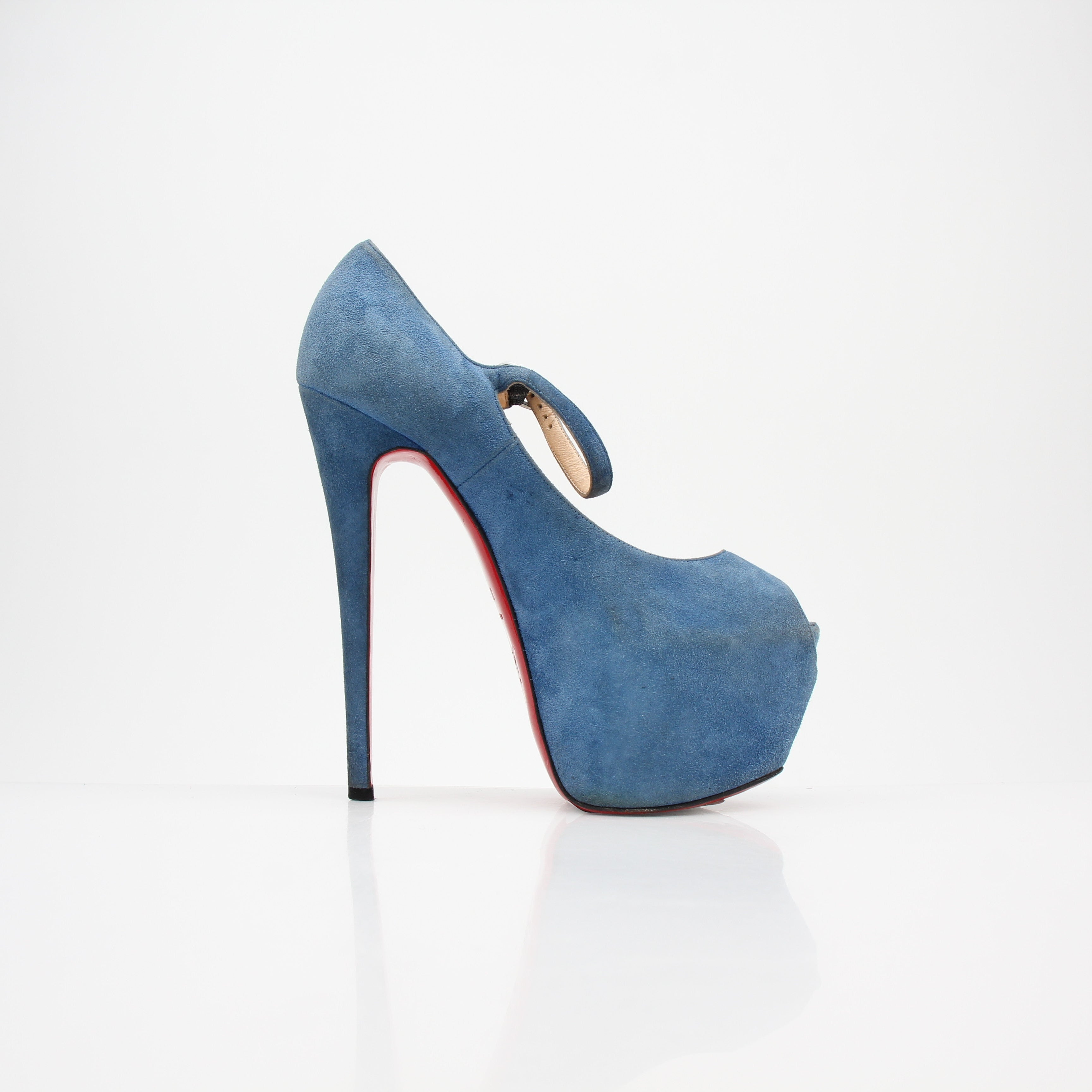 Christian Louboutin Lady Highness Blue Suede Platform Heels