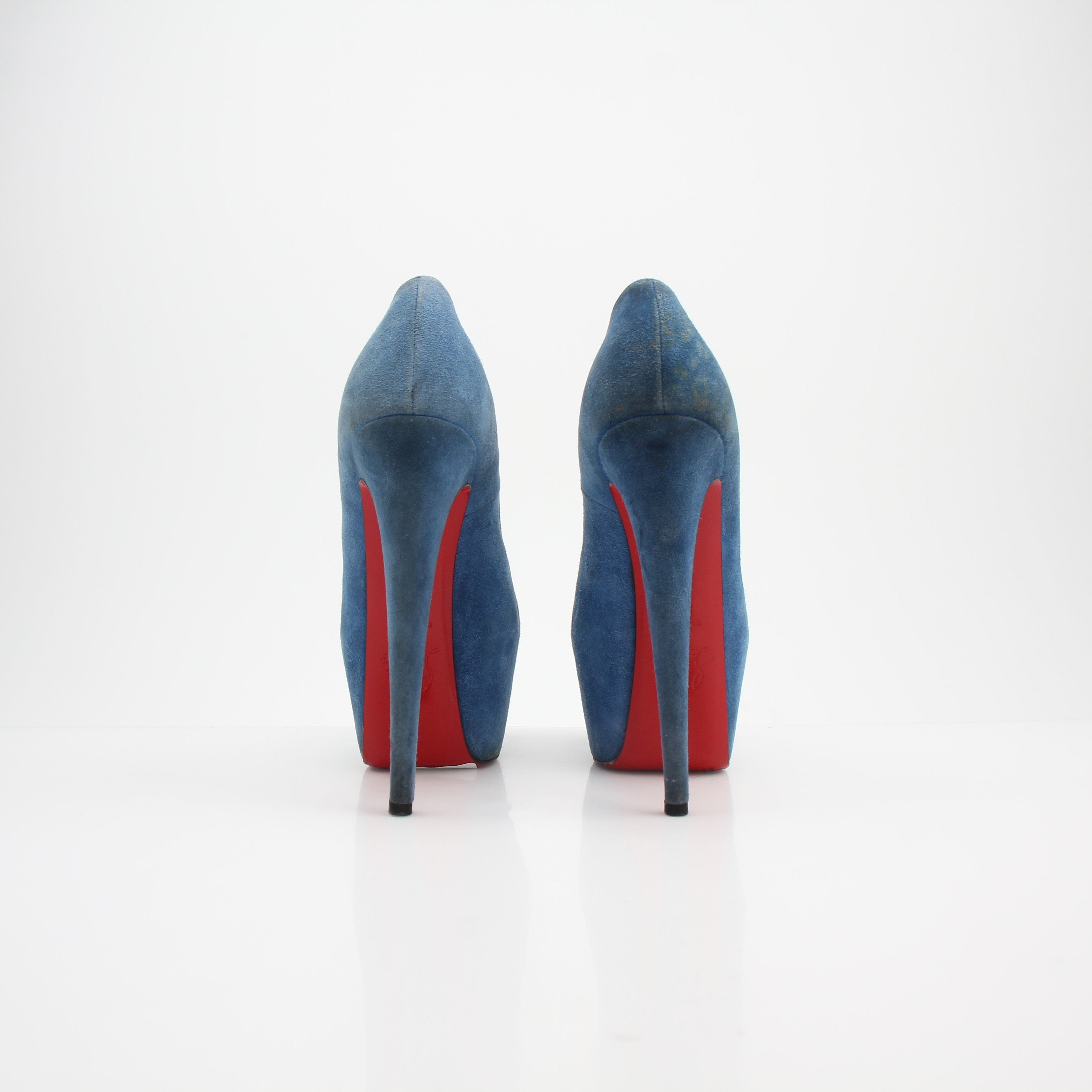 Christian Louboutin Lady Highness Blue Suede Platform Heels