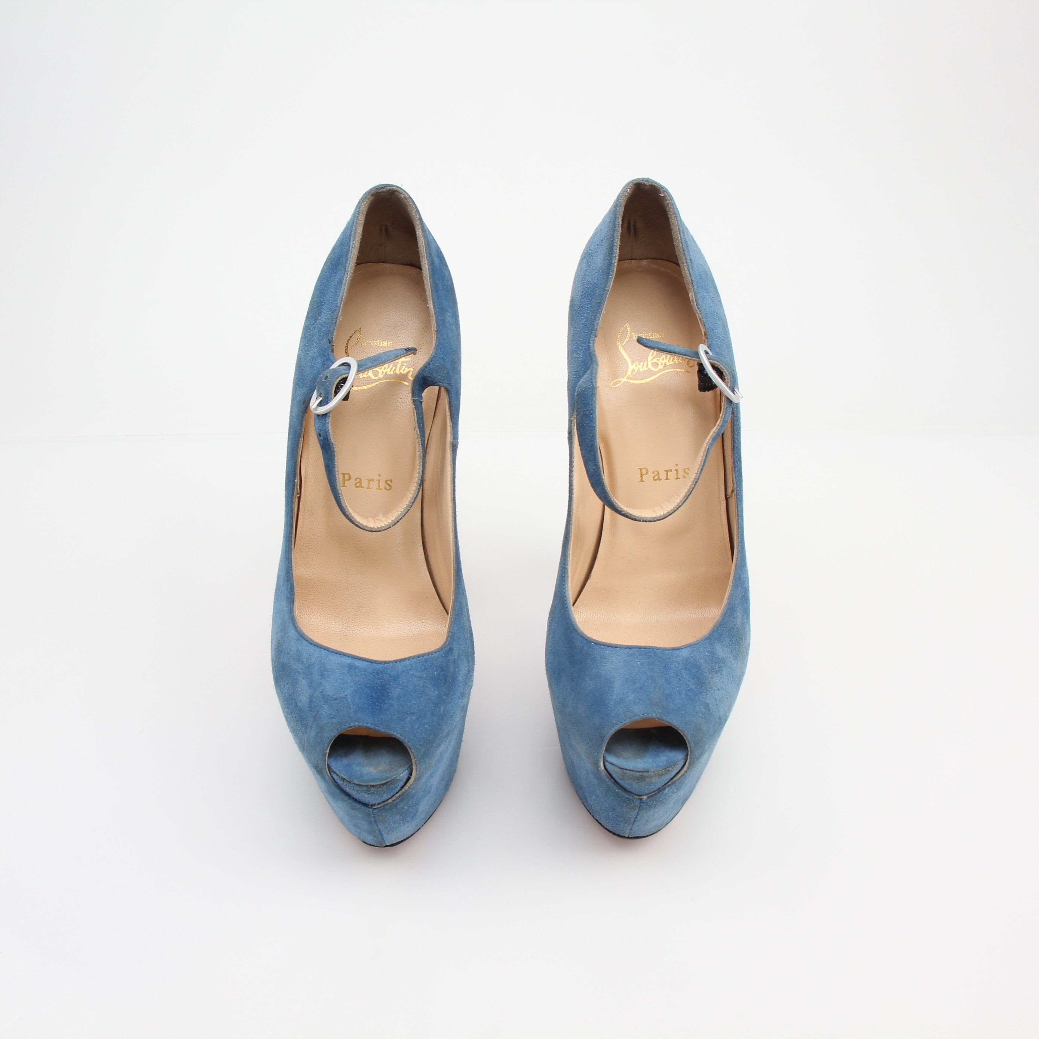 Christian Louboutin Lady Highness Blue Suede Platform Heels