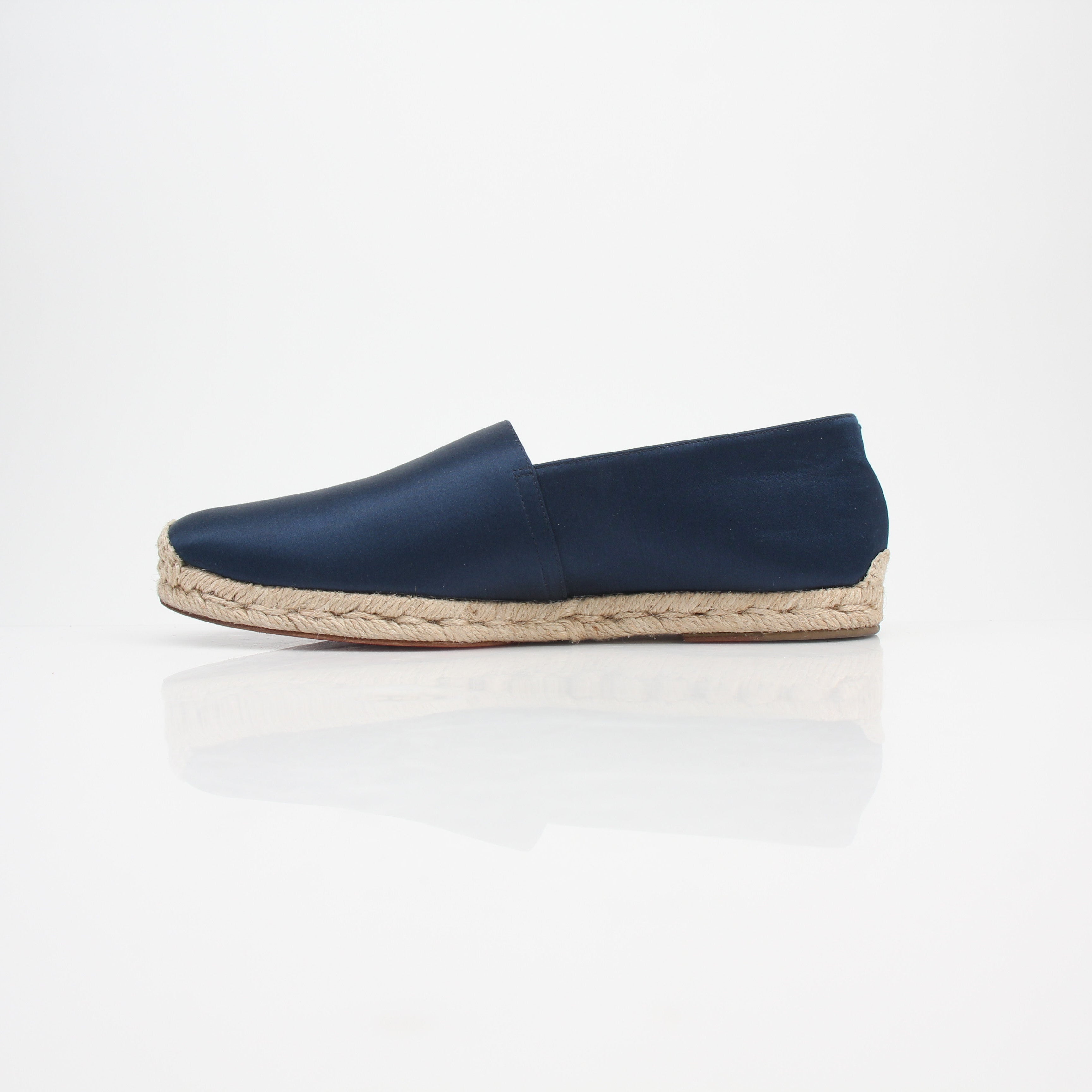 Christian Louboutin Espachia Navy Satin Espadrille Flats