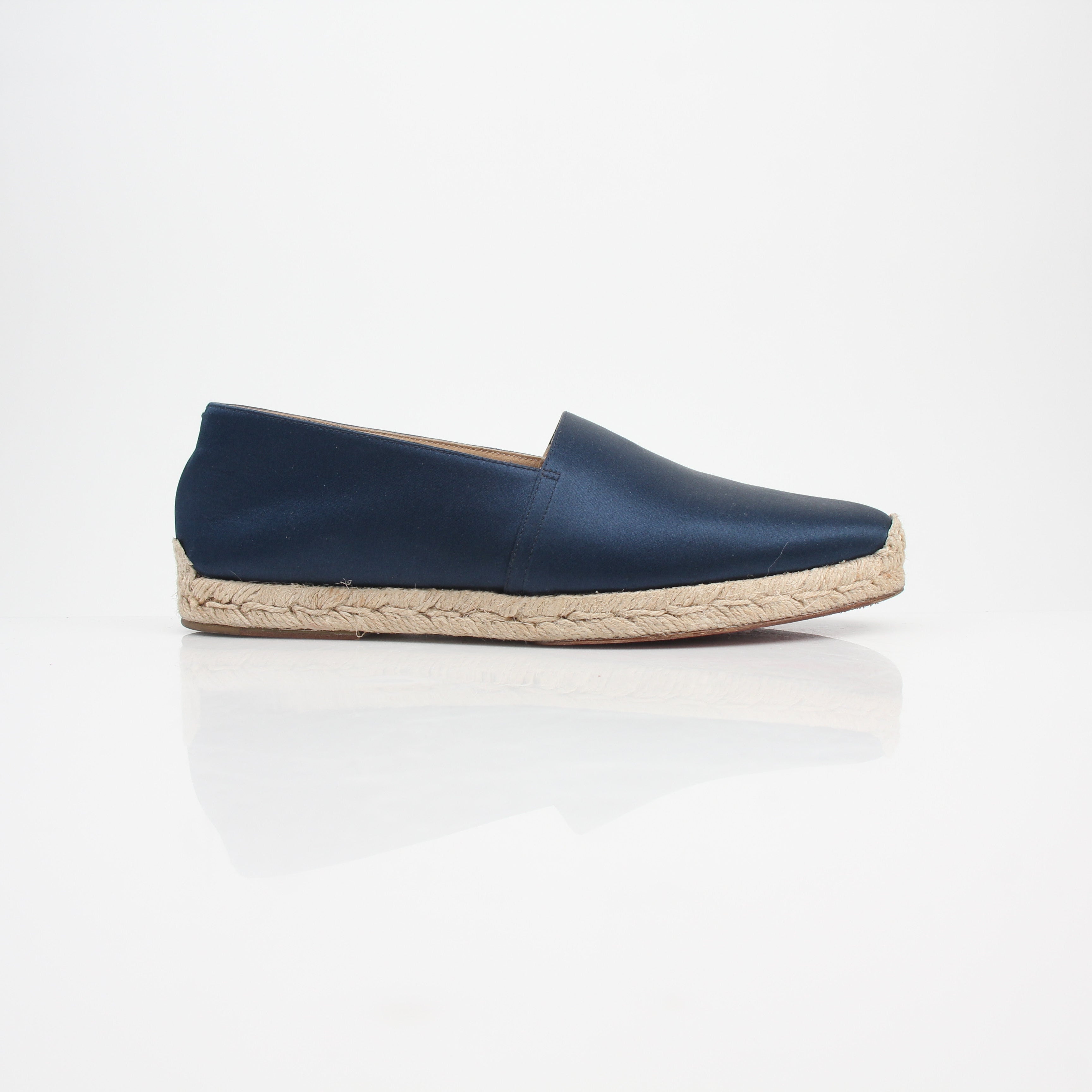 Christian Louboutin Espachia Navy Satin Espadrille Flats