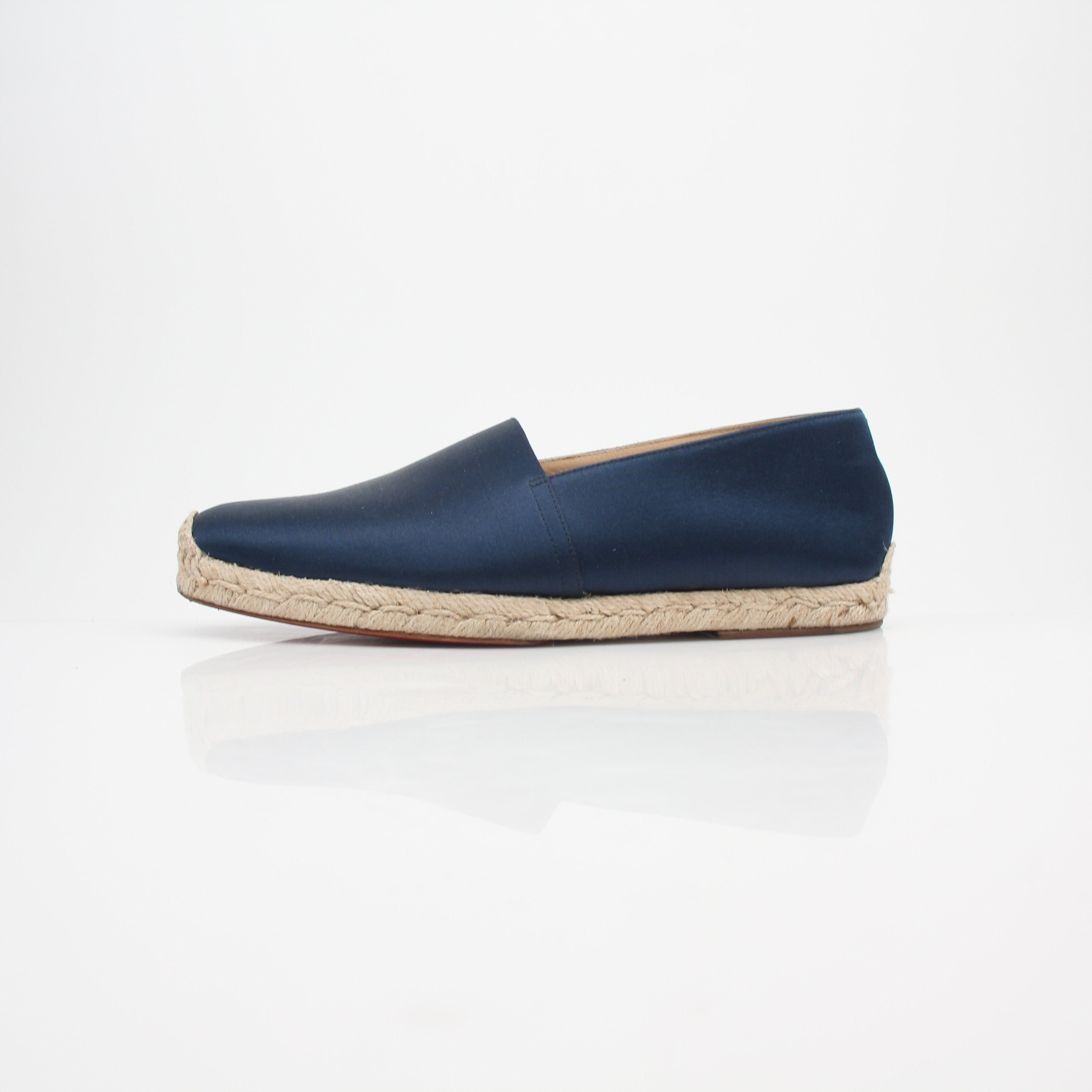 Christian Louboutin Espachia Navy Satin Espadrille Flats