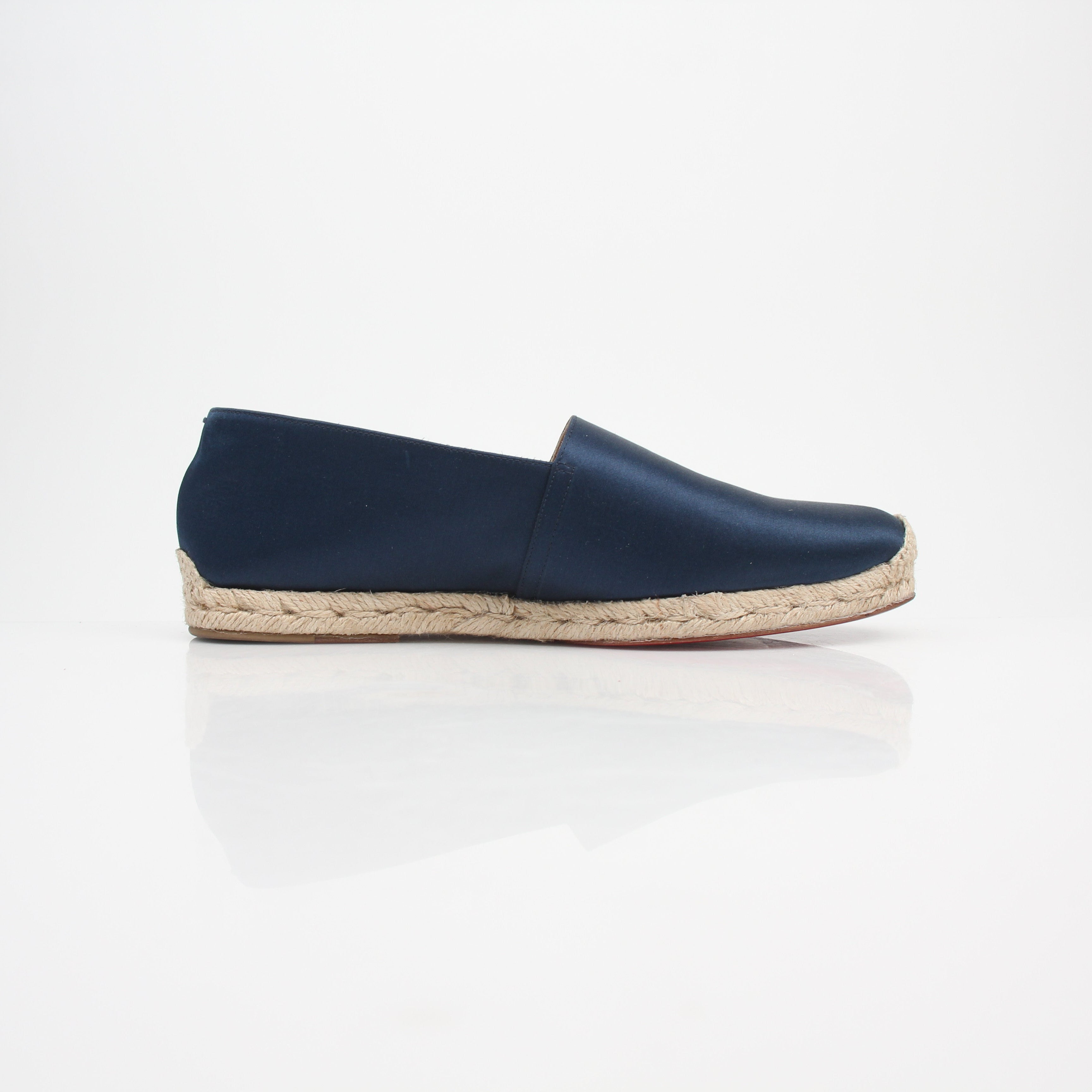Christian Louboutin Espachia Navy Satin Espadrille Flats