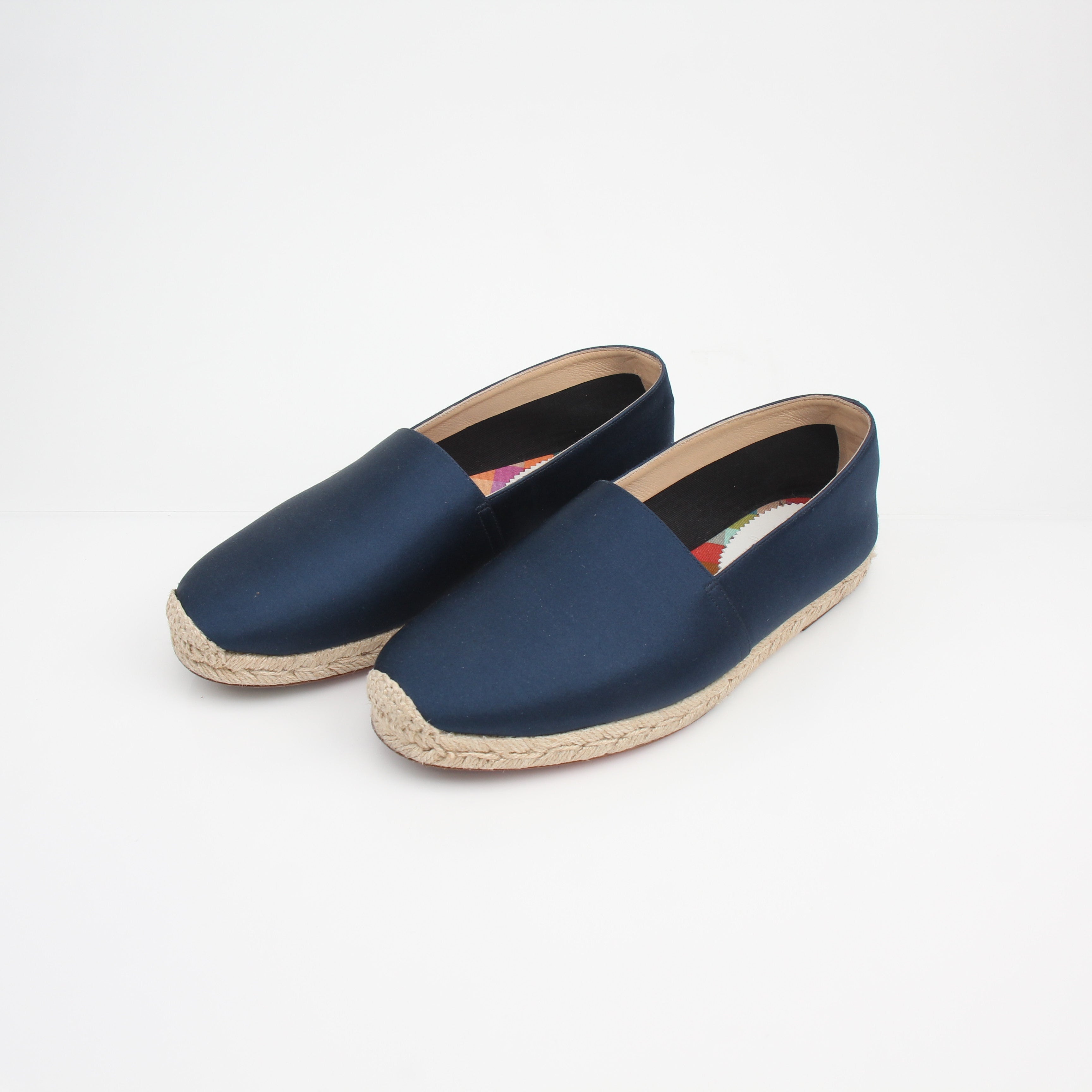 Christian Louboutin Espachia Navy Satin Espadrille Flats