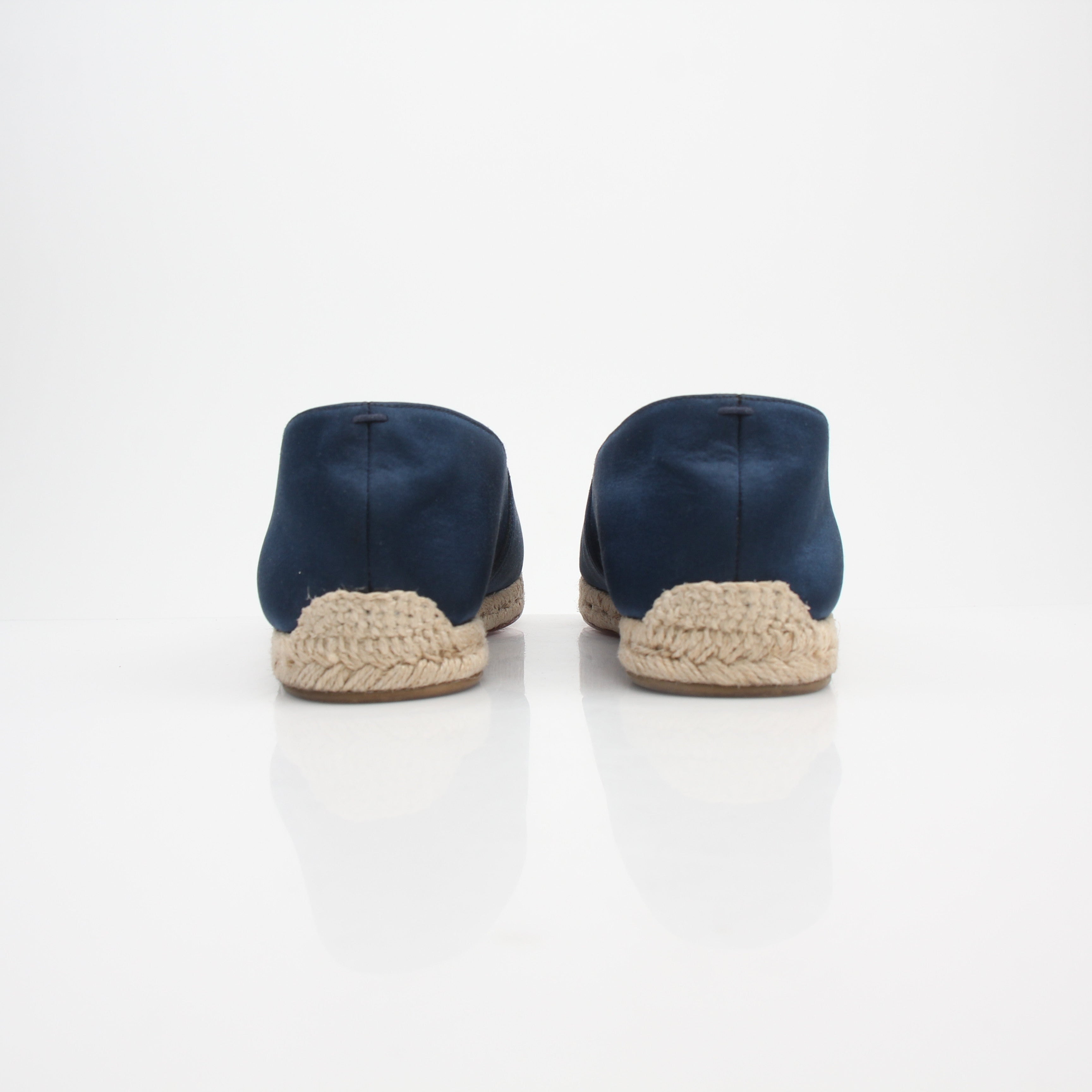 Christian Louboutin Espachia Navy Satin Espadrille Flats