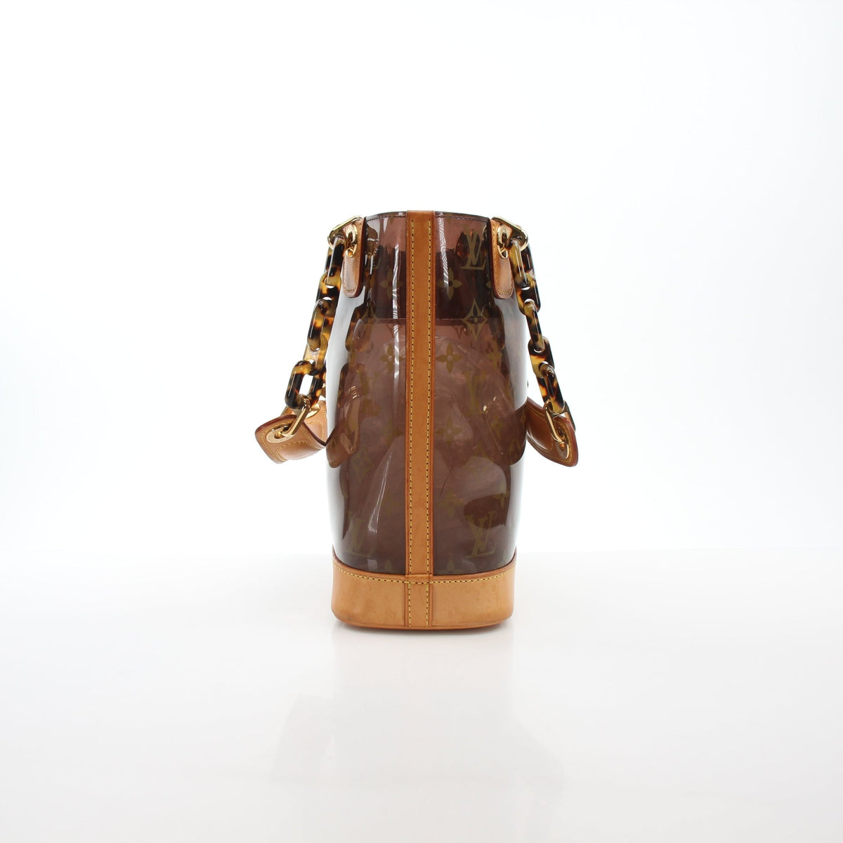 Louis Vuitton Cabas Ambre PM tote handbag with gold hardware and tan leather handles, displayed on a neutral background.