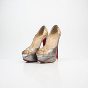 Christian Louboutin Lady Peep Snakeskin 150 Platform Pumps