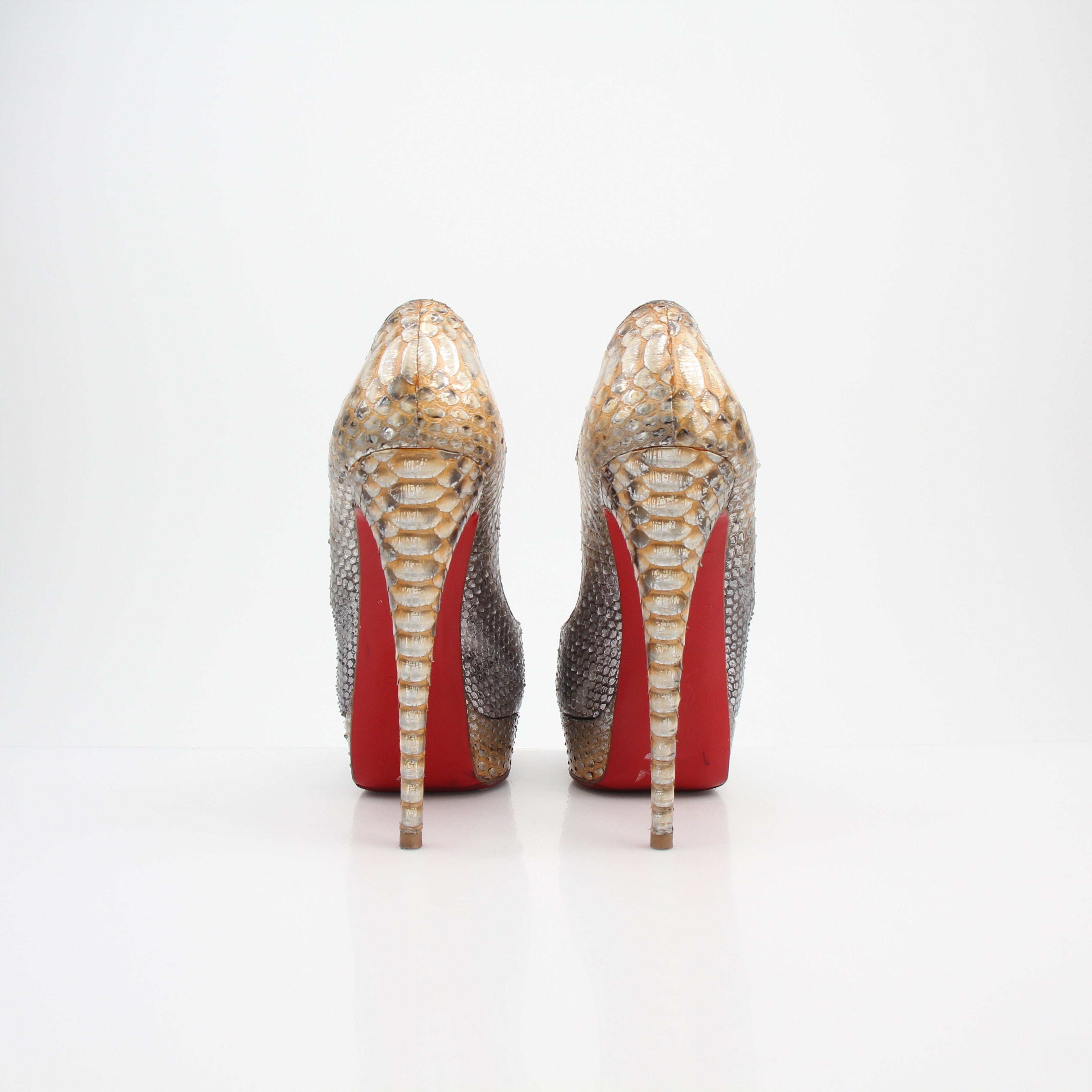 Christian Louboutin Lady Peep Snakeskin 150 Platform Pumps