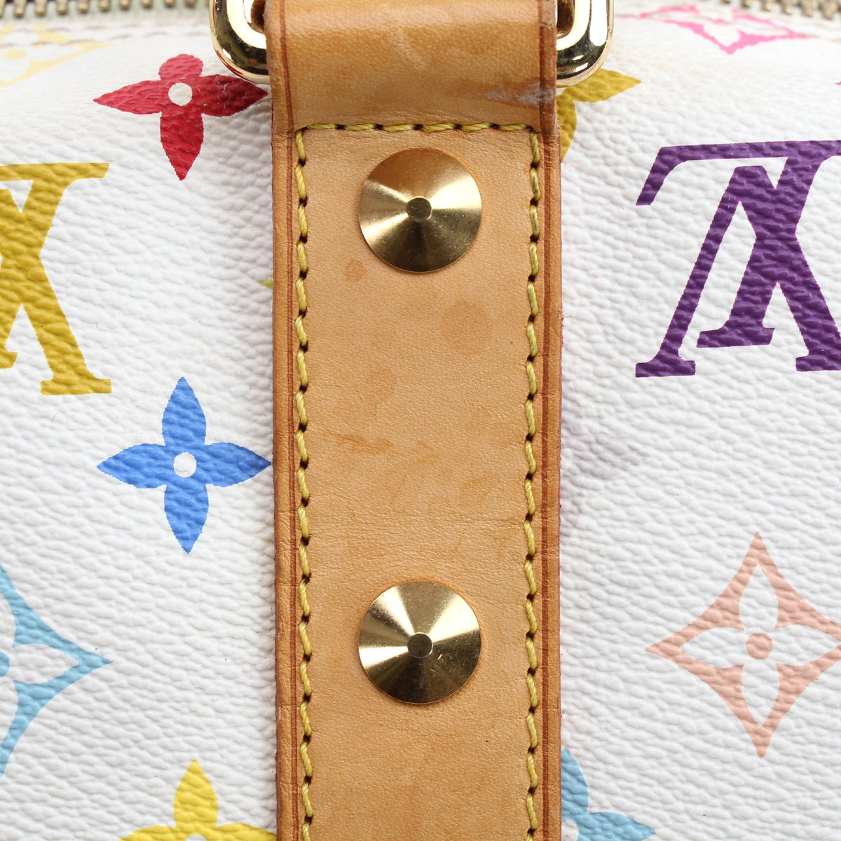 Louis Vuitton x Takashi Murakami Keepall 45 travel bag with colorful floral design and leather handles.