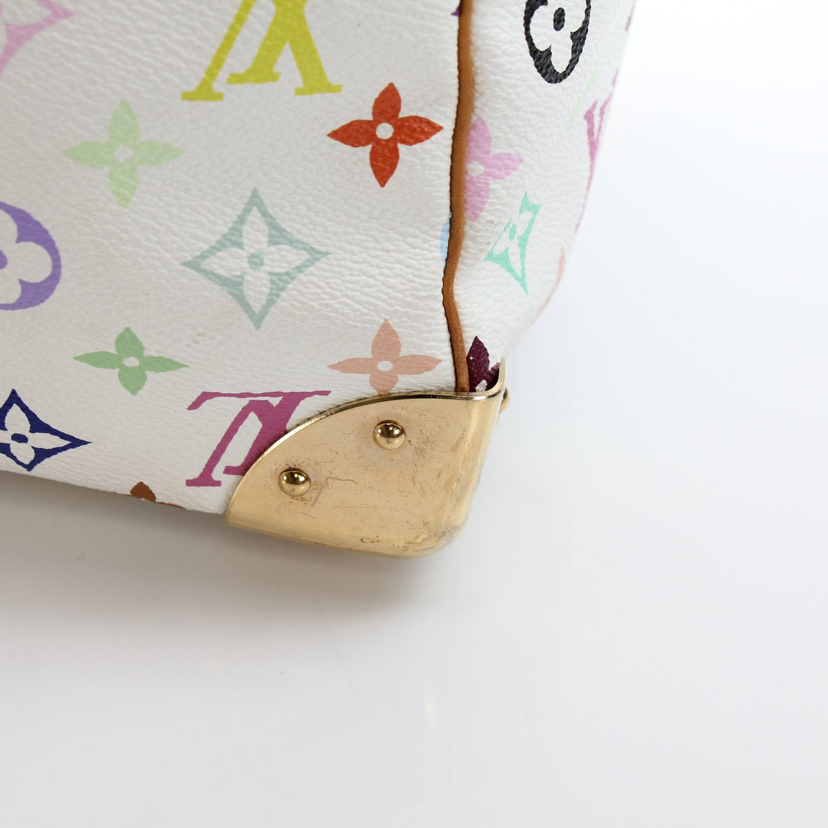 Louis Vuitton x Takashi Murakami Keepall 45 travel bag with vibrant multicolor floral pattern, featuring monogram canvas and leather accents.