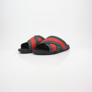 Gucci Web Rubber Slide Sandals Red Green