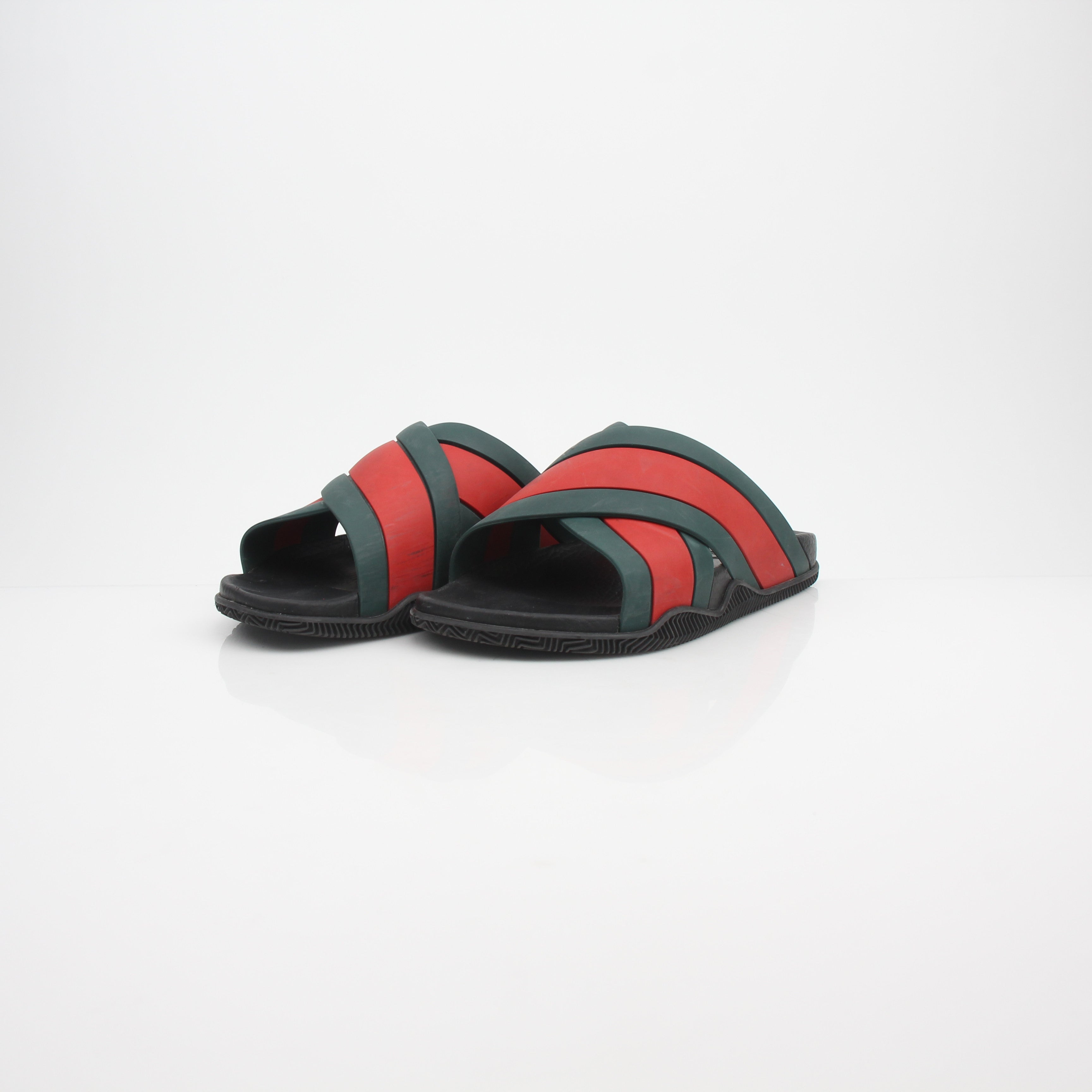 Gucci Web Rubber Slide Sandals