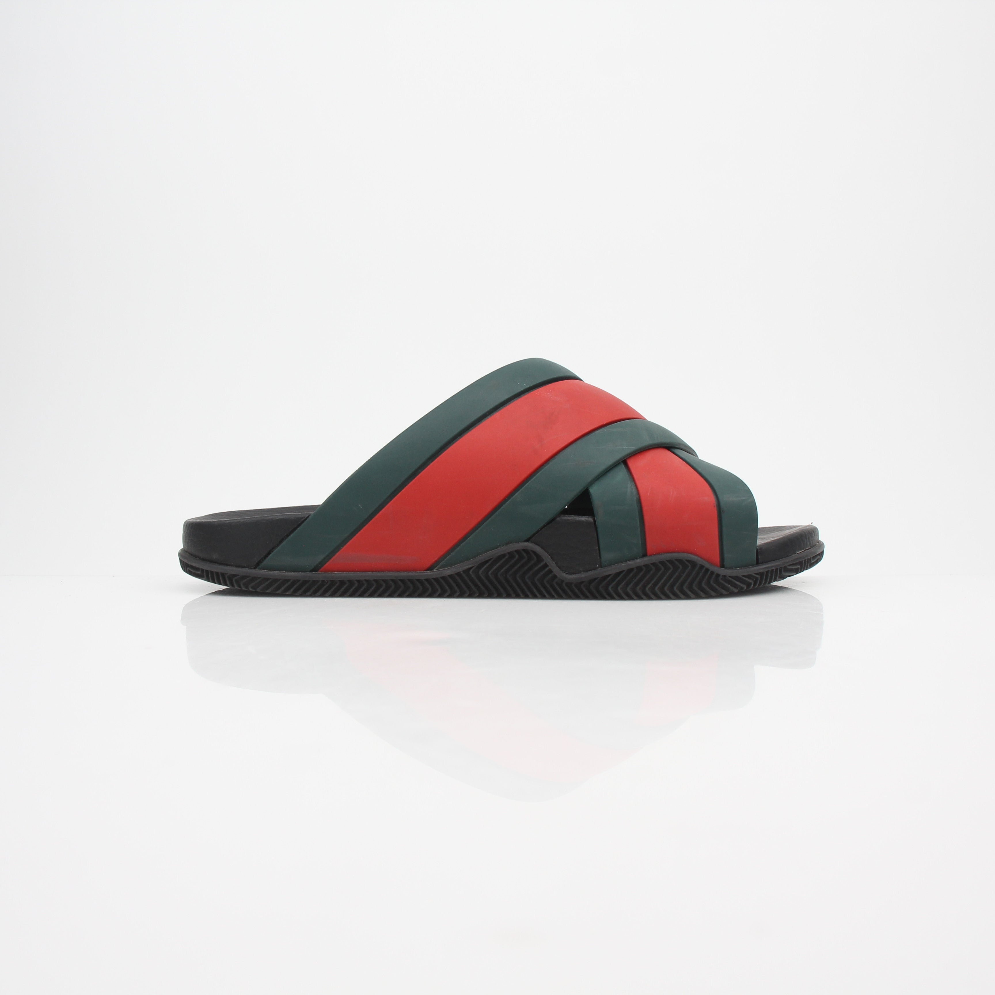 Gucci Web Rubber Slide Sandals