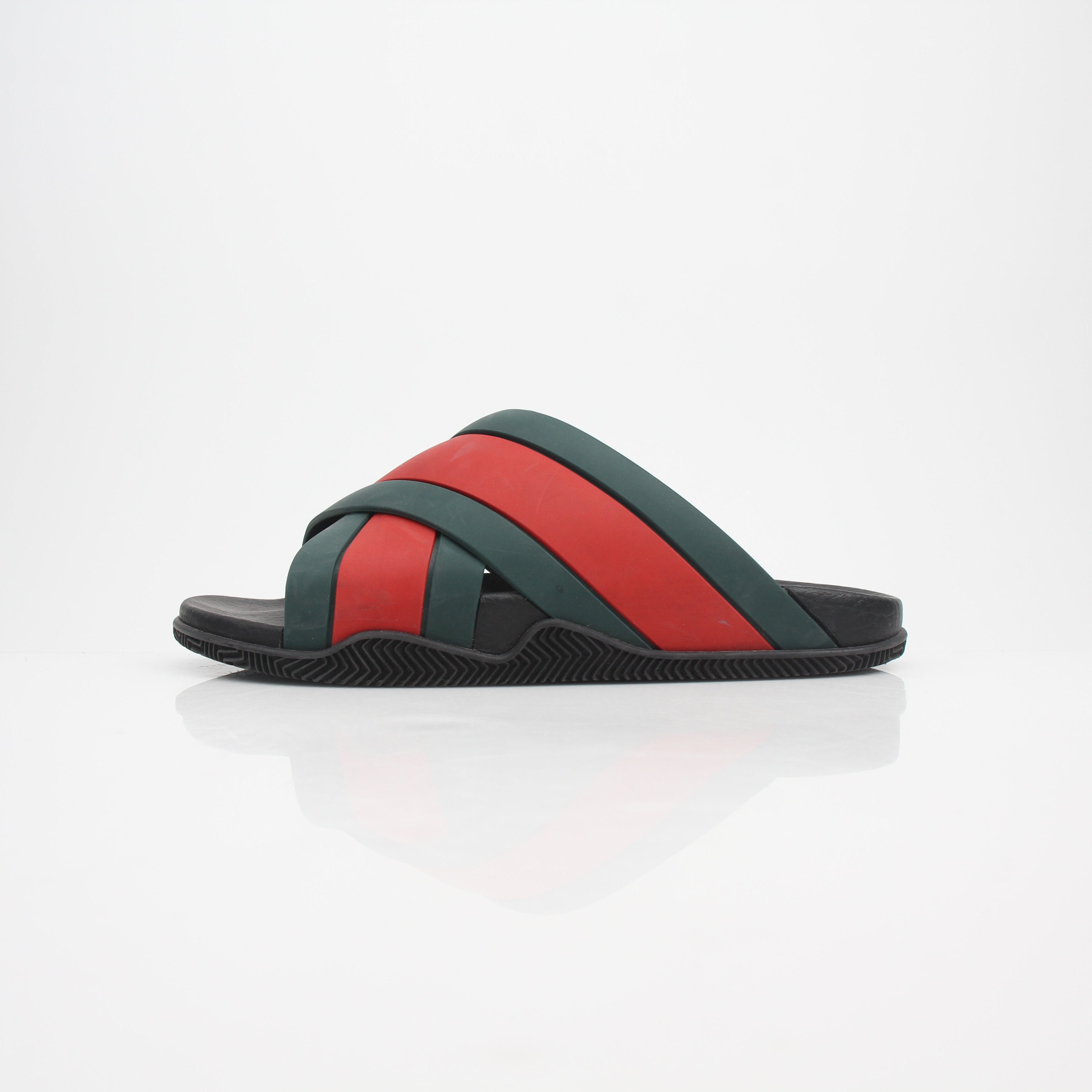 Gucci Web Rubber Slide Sandals