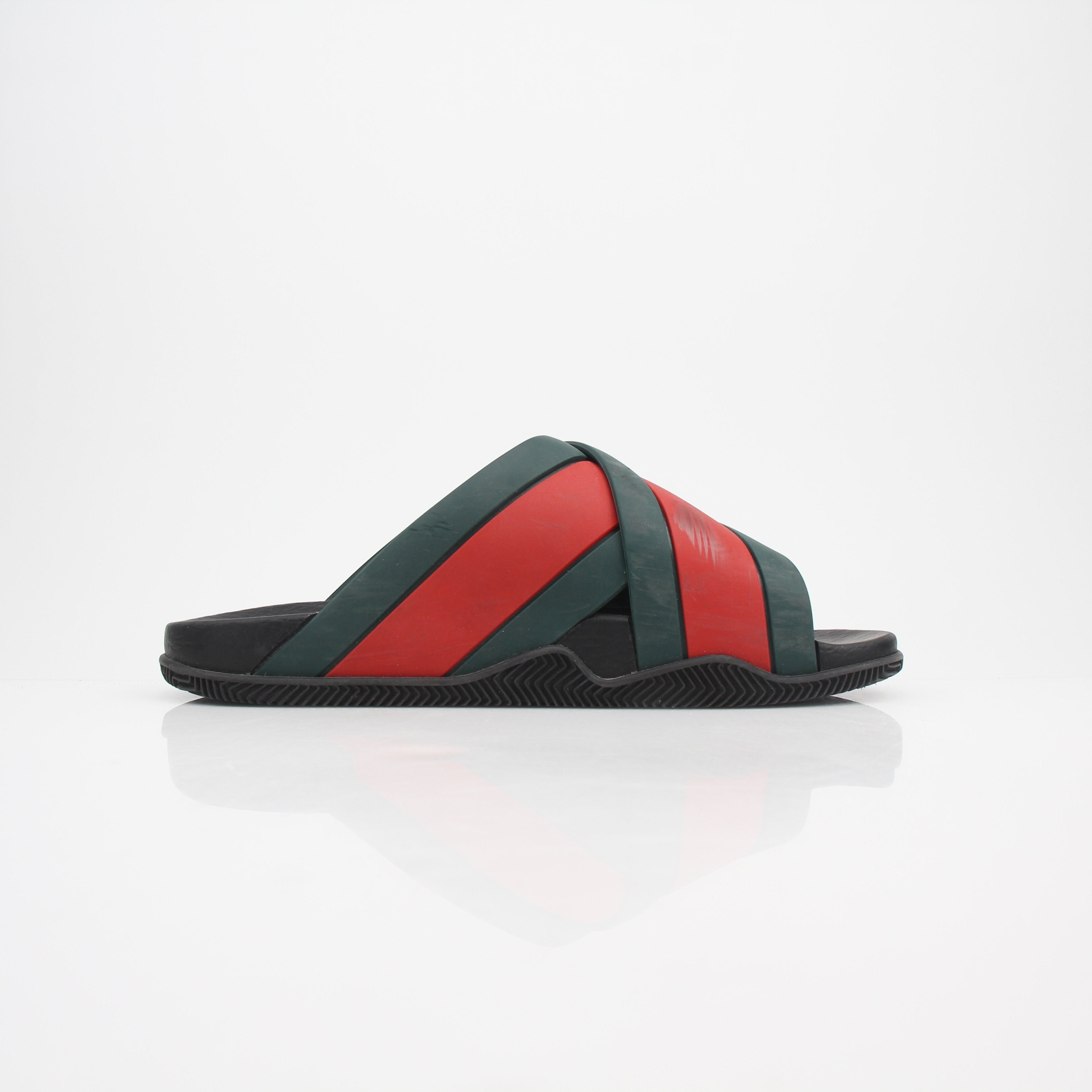 Gucci Web Rubber Slide Sandals