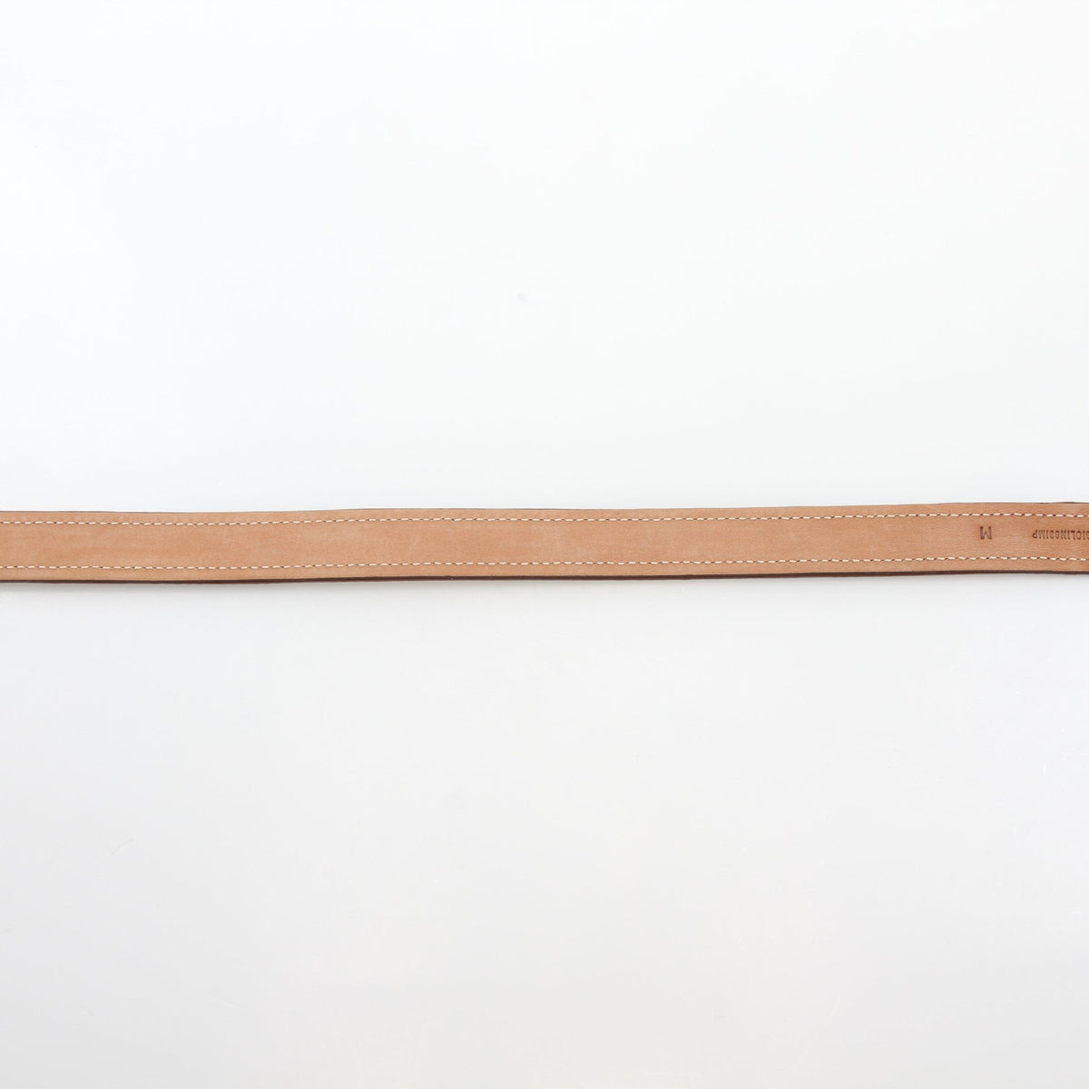 Burberry natural canvas and brown leather TB belt, accessories with gold buckle, displayed flat