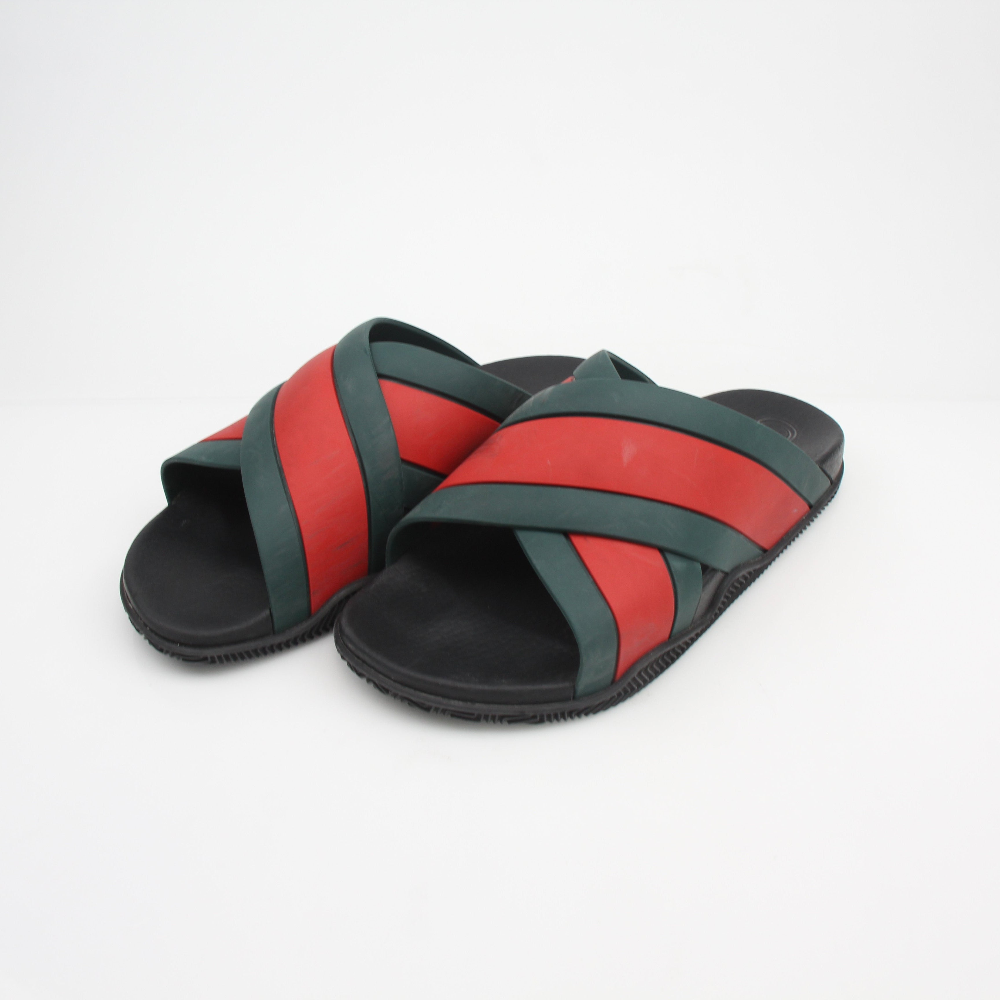 Gucci Web Rubber Slide Sandals