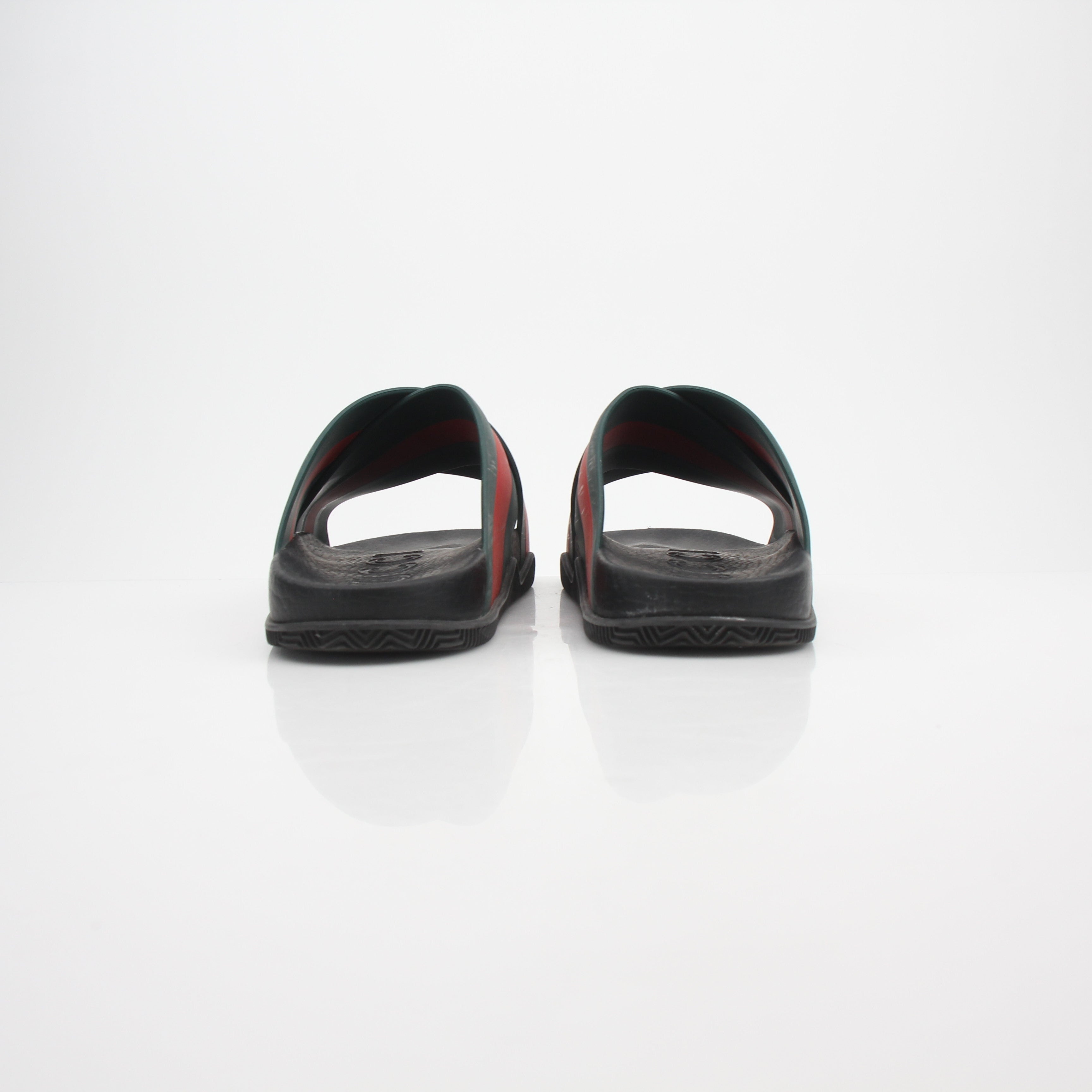Gucci Web Rubber Slide Sandals