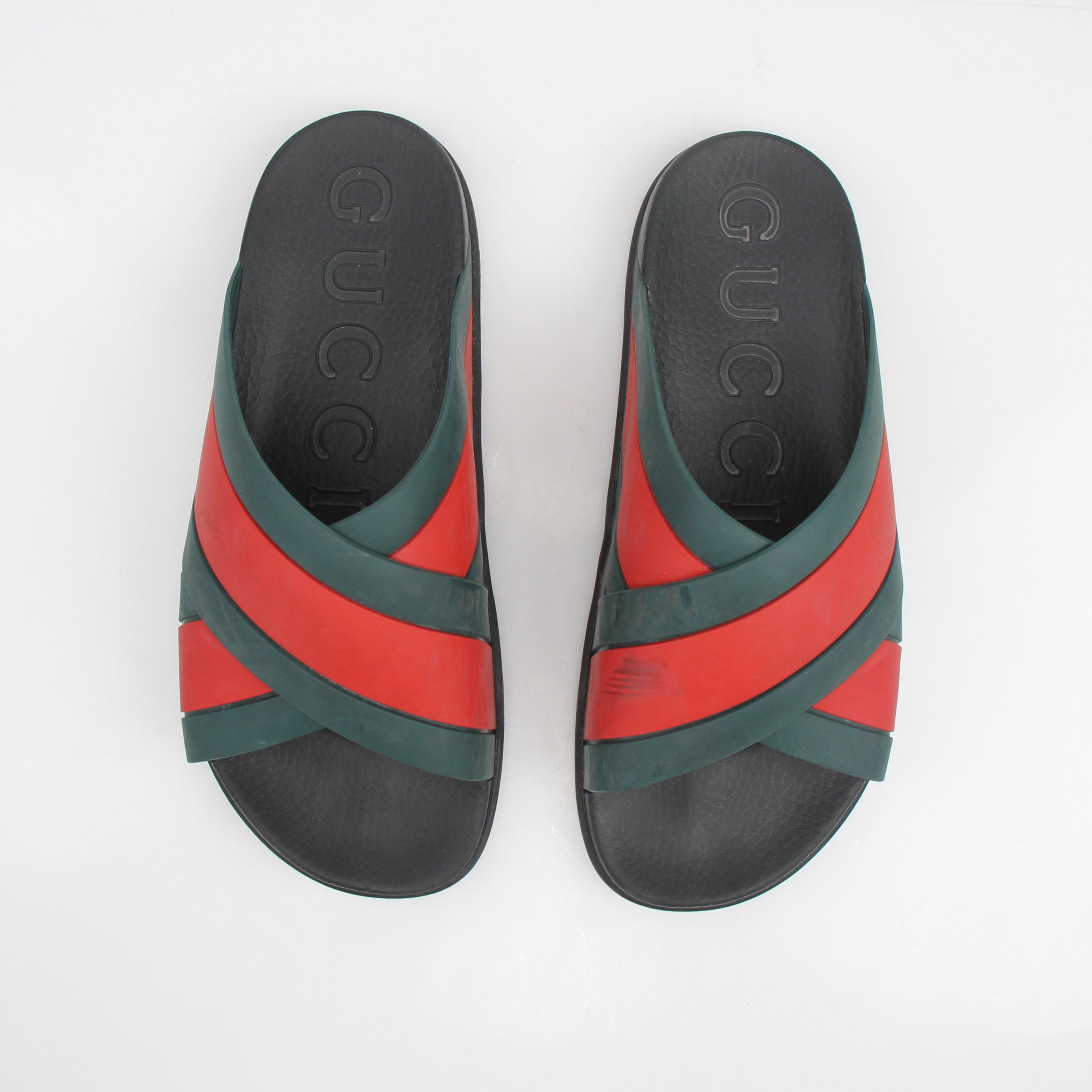 Gucci Web Rubber Slide Sandals