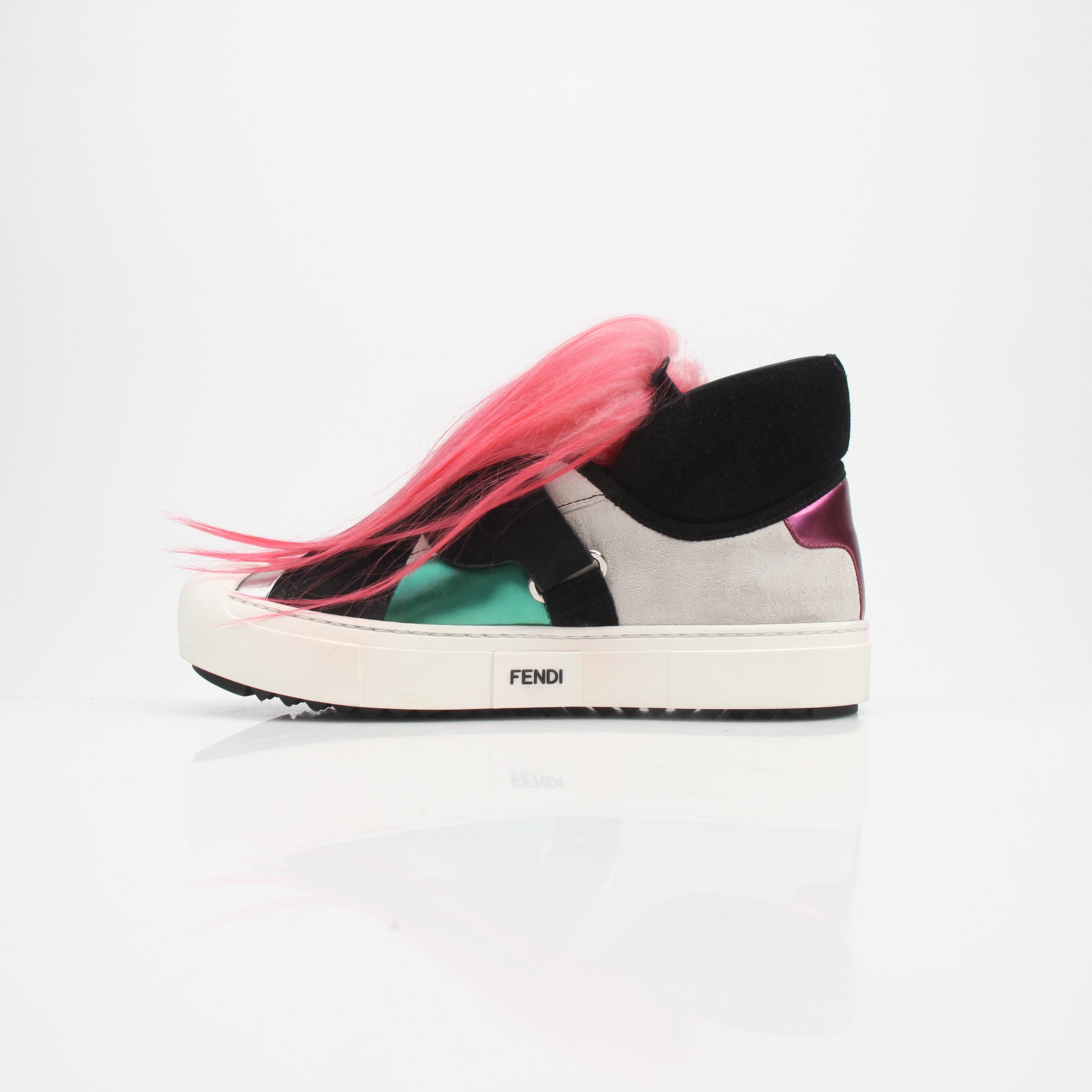 Fendi Karlito Fur High Top Sneakers