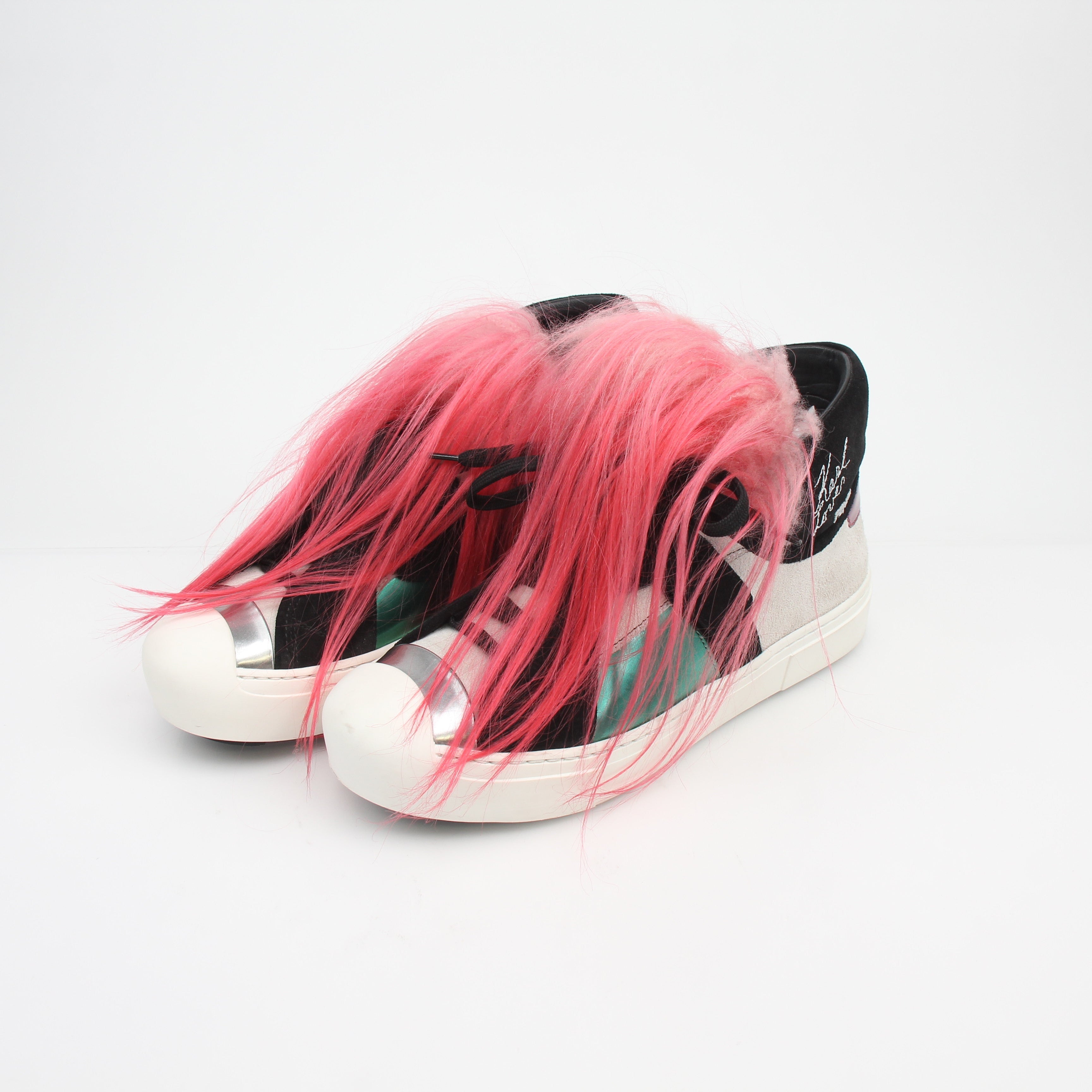 Fendi Karlito Fur High Top Sneakers