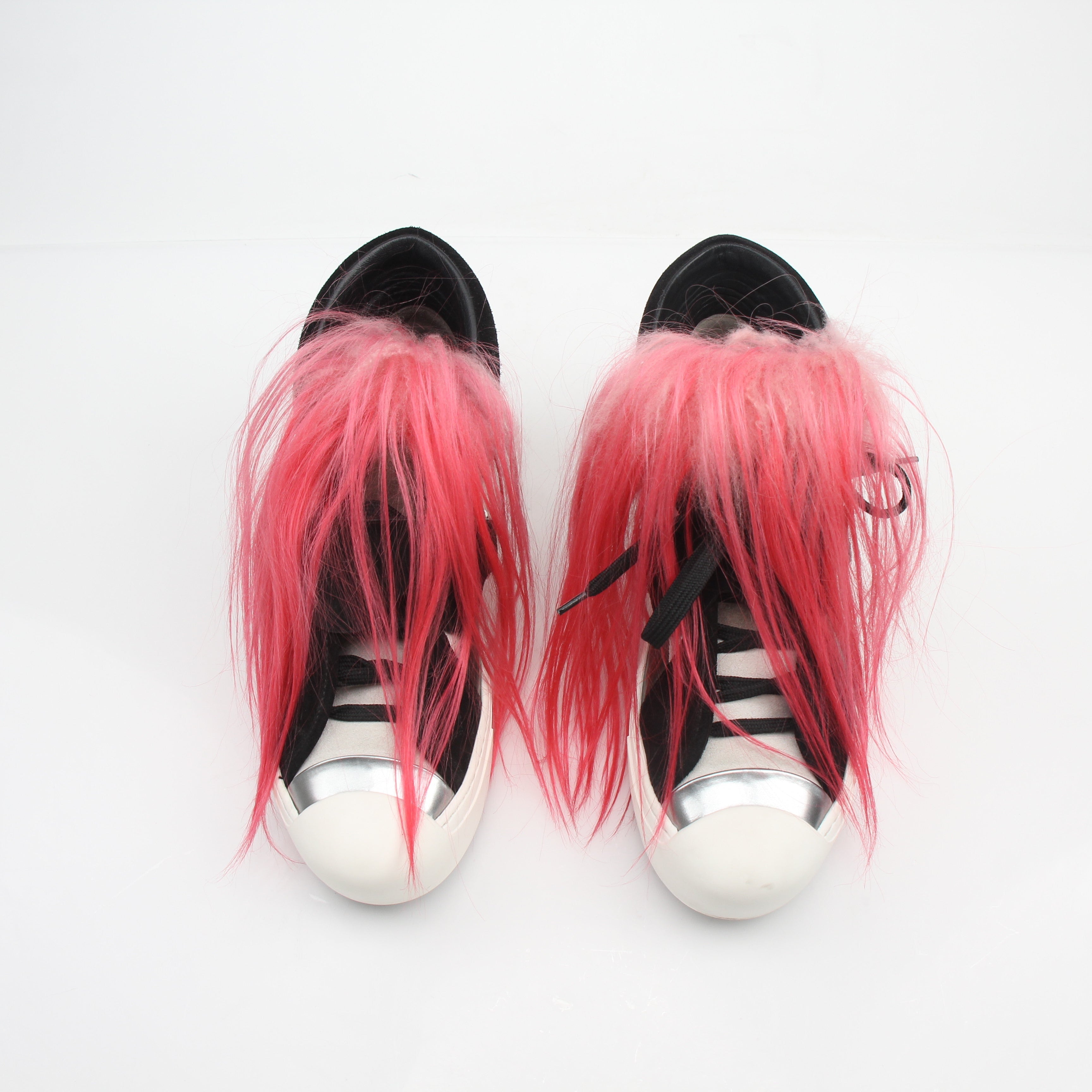 Fendi Karlito Fur High Top Sneakers