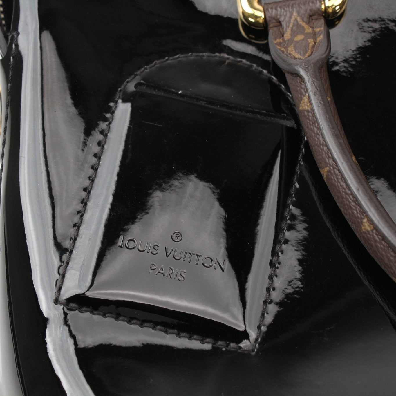 Louis Vuitton Miroir Satchel Handbag in metallic finish with leather accents, designed by Gold & Beyond.