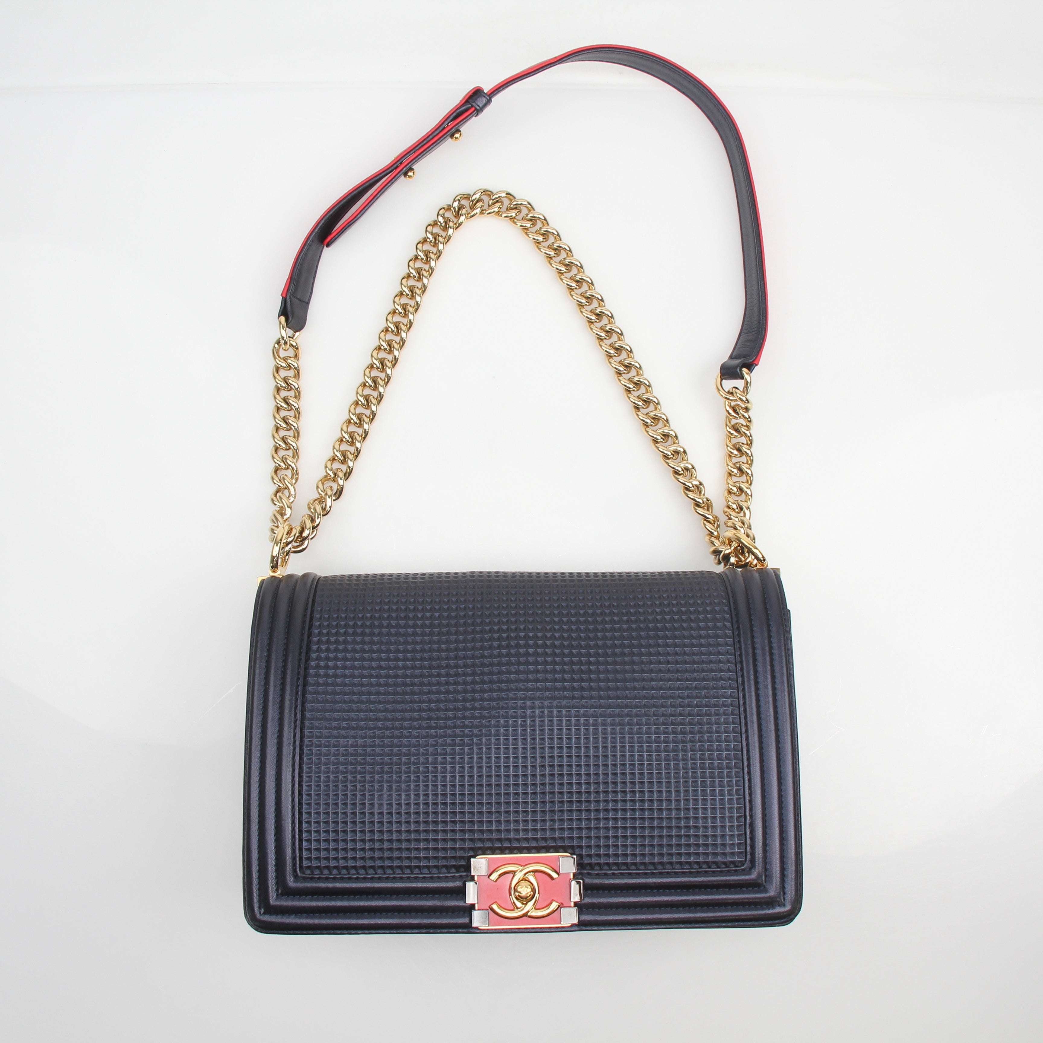 Chanel Cube Embossed New Medium Boy Flap Bag