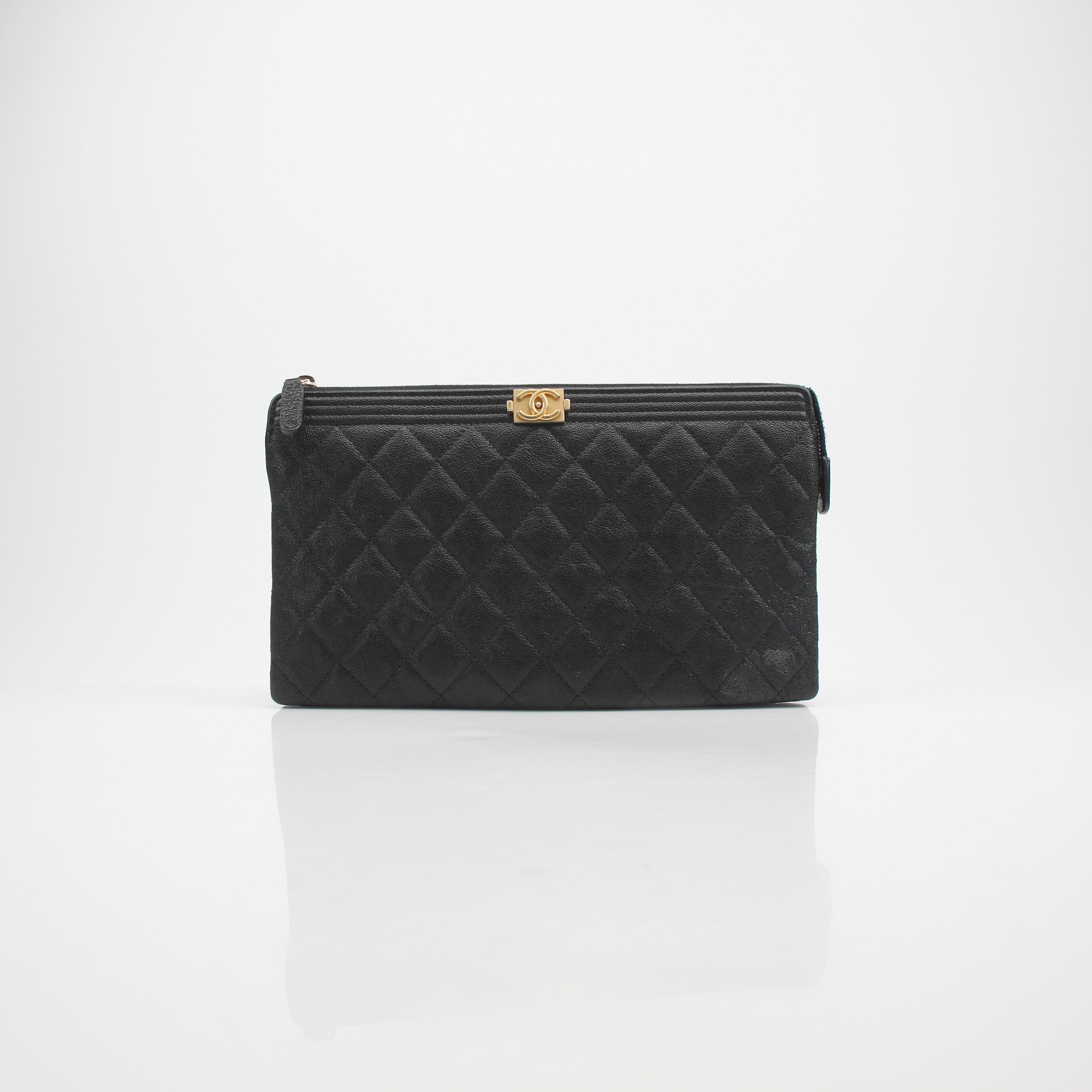 Chanel Quilted Boy O Case Clutch Bag