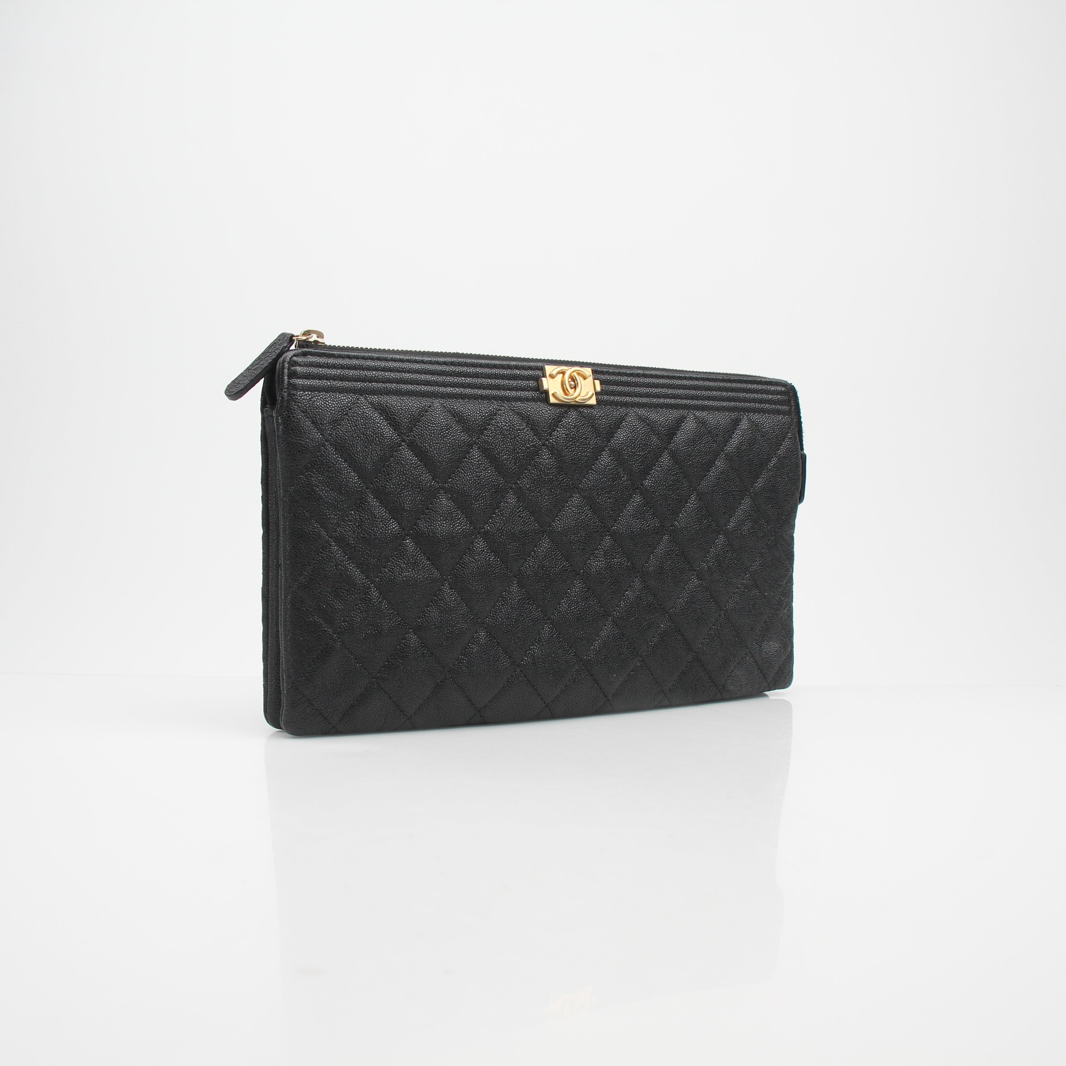 Chanel Quilted Boy O Case Clutch Bag