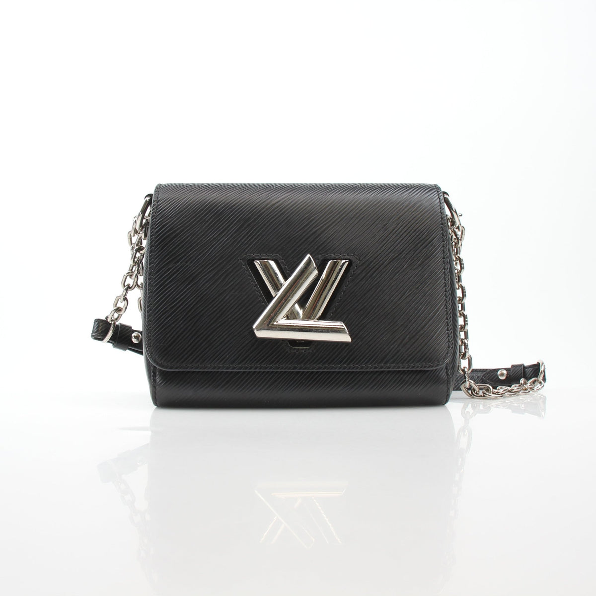 Louis Vuitton Twist PM black chain shoulder handbag with gold hardware and quilted leather, stylish and elegant for everyday use