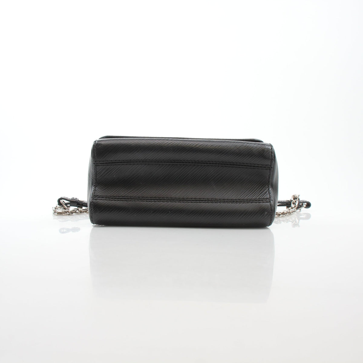 Louis Vuitton Twist PM black chain shoulder handbag with gold hardware and signature LV twist lock.