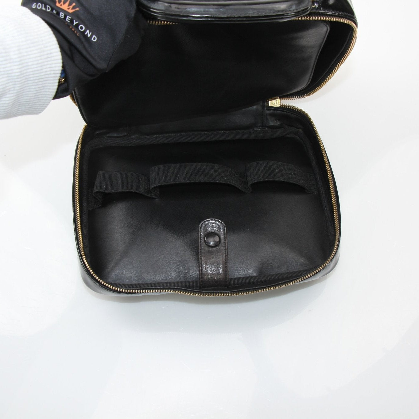 Chanel Coco Mark patent 2-way handbag with gold hardware, featuring sleek design and signature logo on shiny black patent leather.