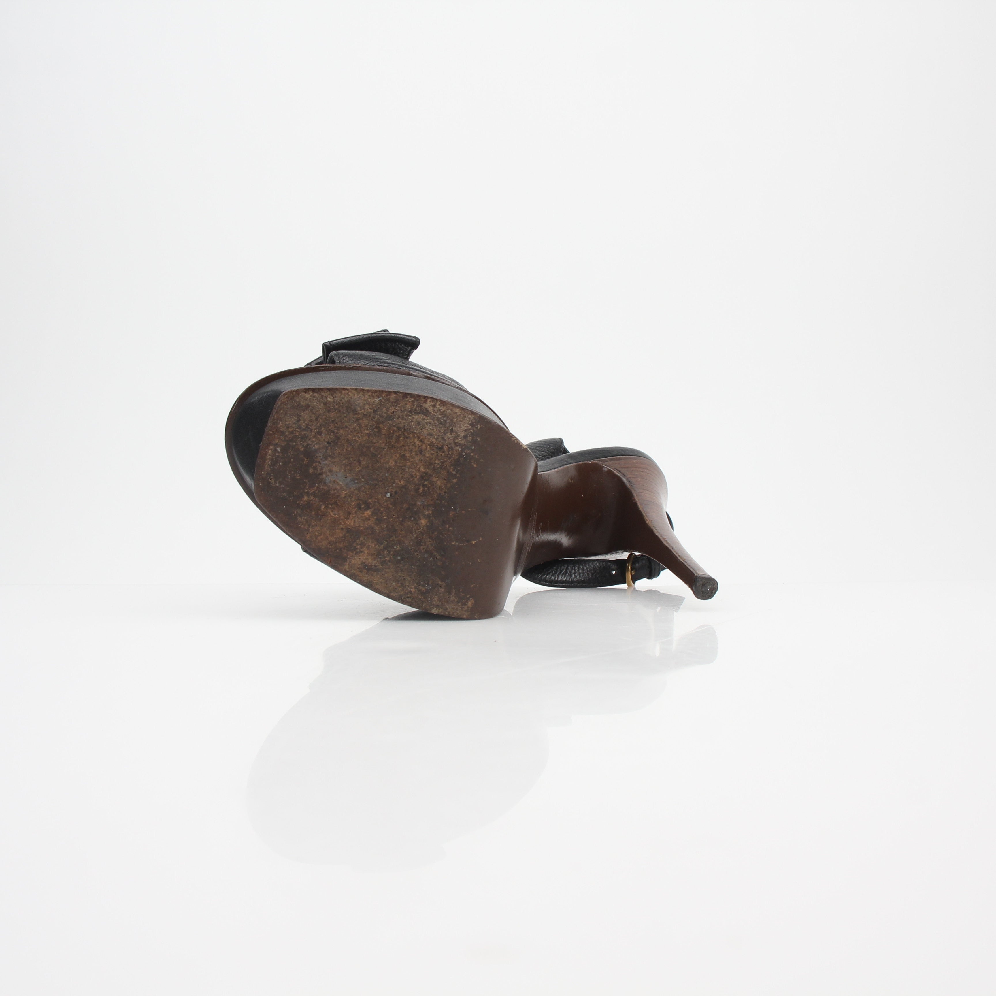 Saint Laurent Rive Gauche Bow Platform Slingback Sandals