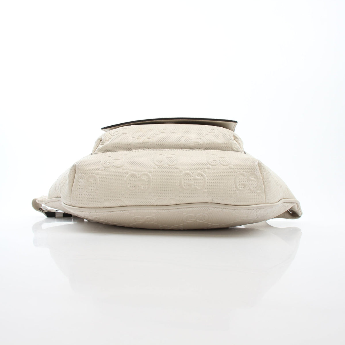 Gucci GG Tennis embossed pocket belt bag in Mystic White with adjustable strap and compact design.